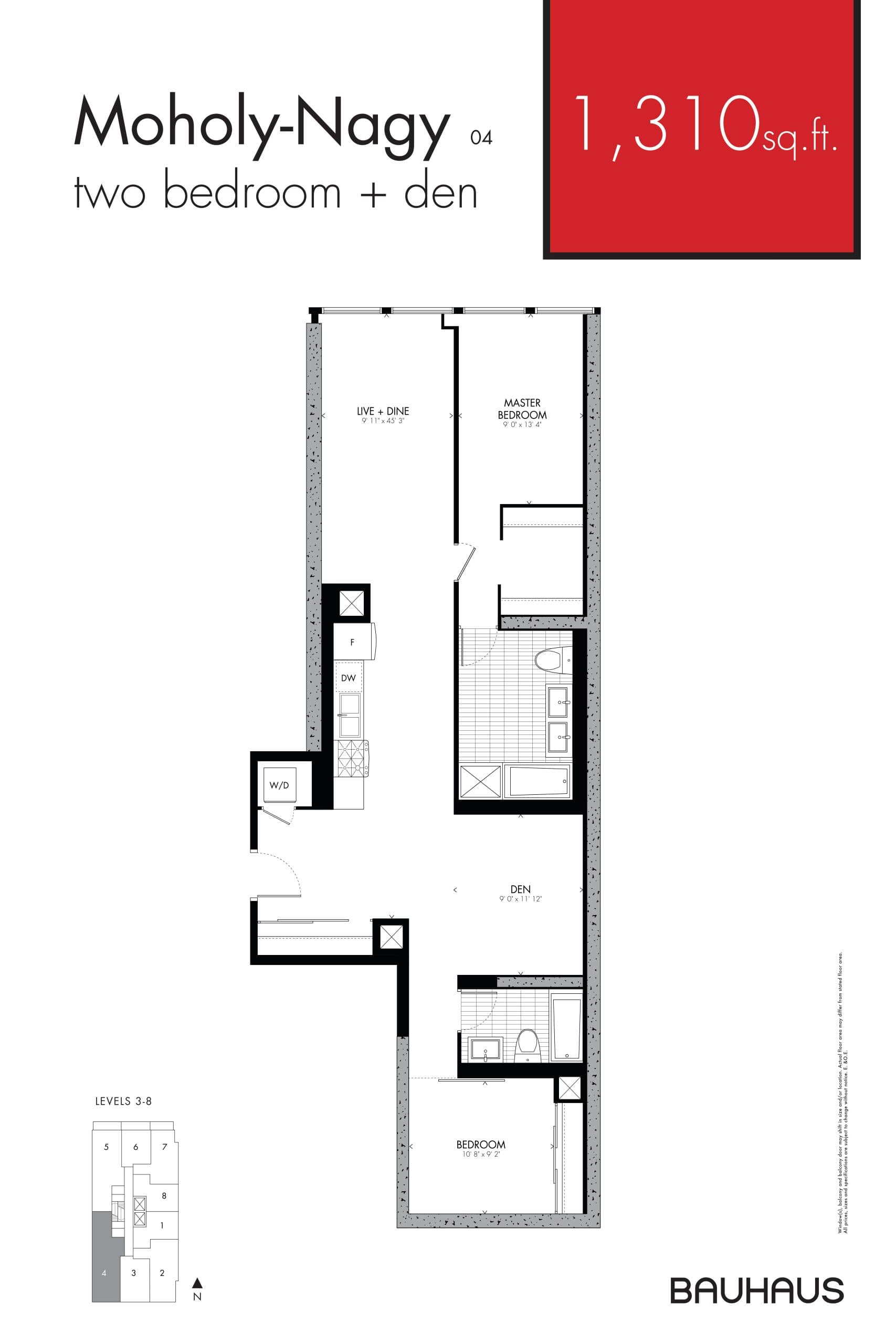 Moholy-Nagy Floor Plan at Bauhaus Condos - 1310 sq.ft