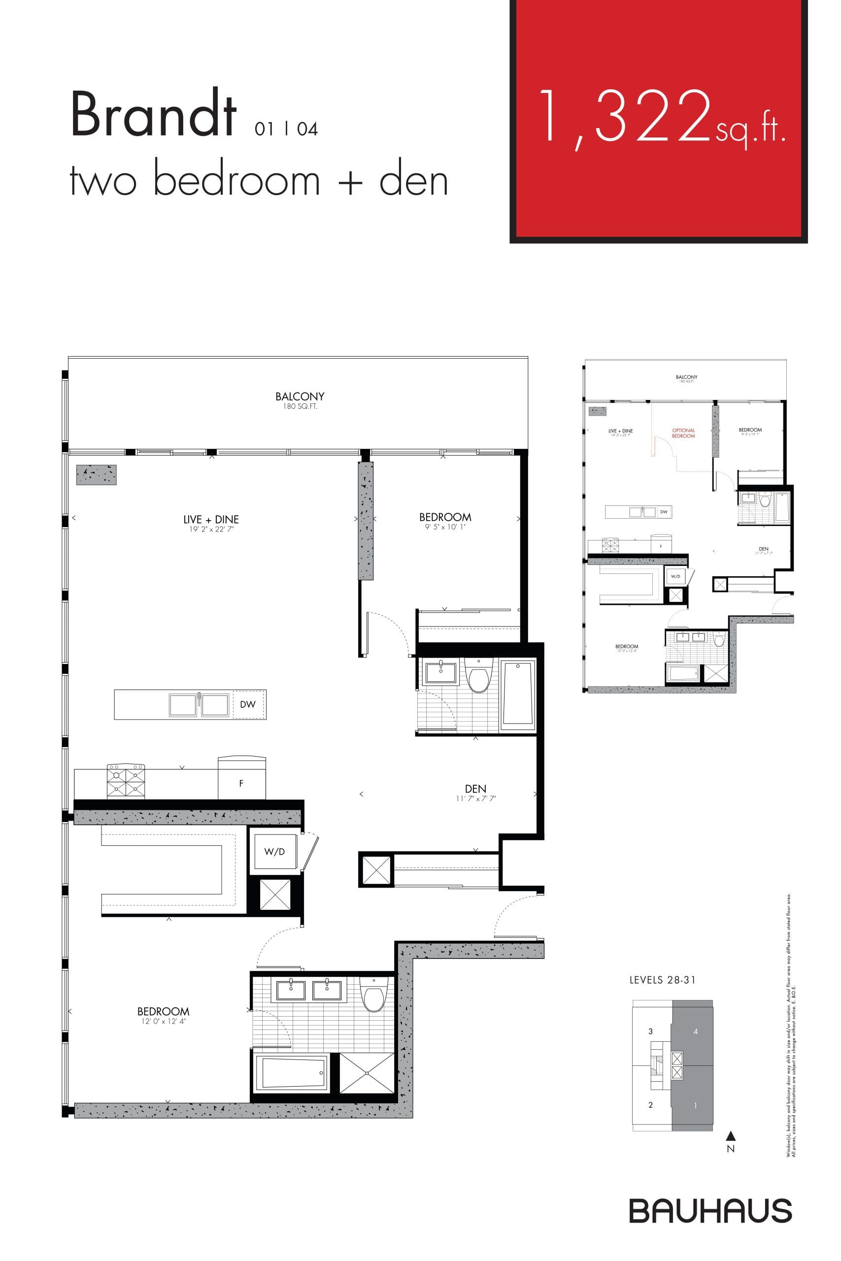 Brandt Floor Plan at Bauhaus Condos - 1322 sq.ft