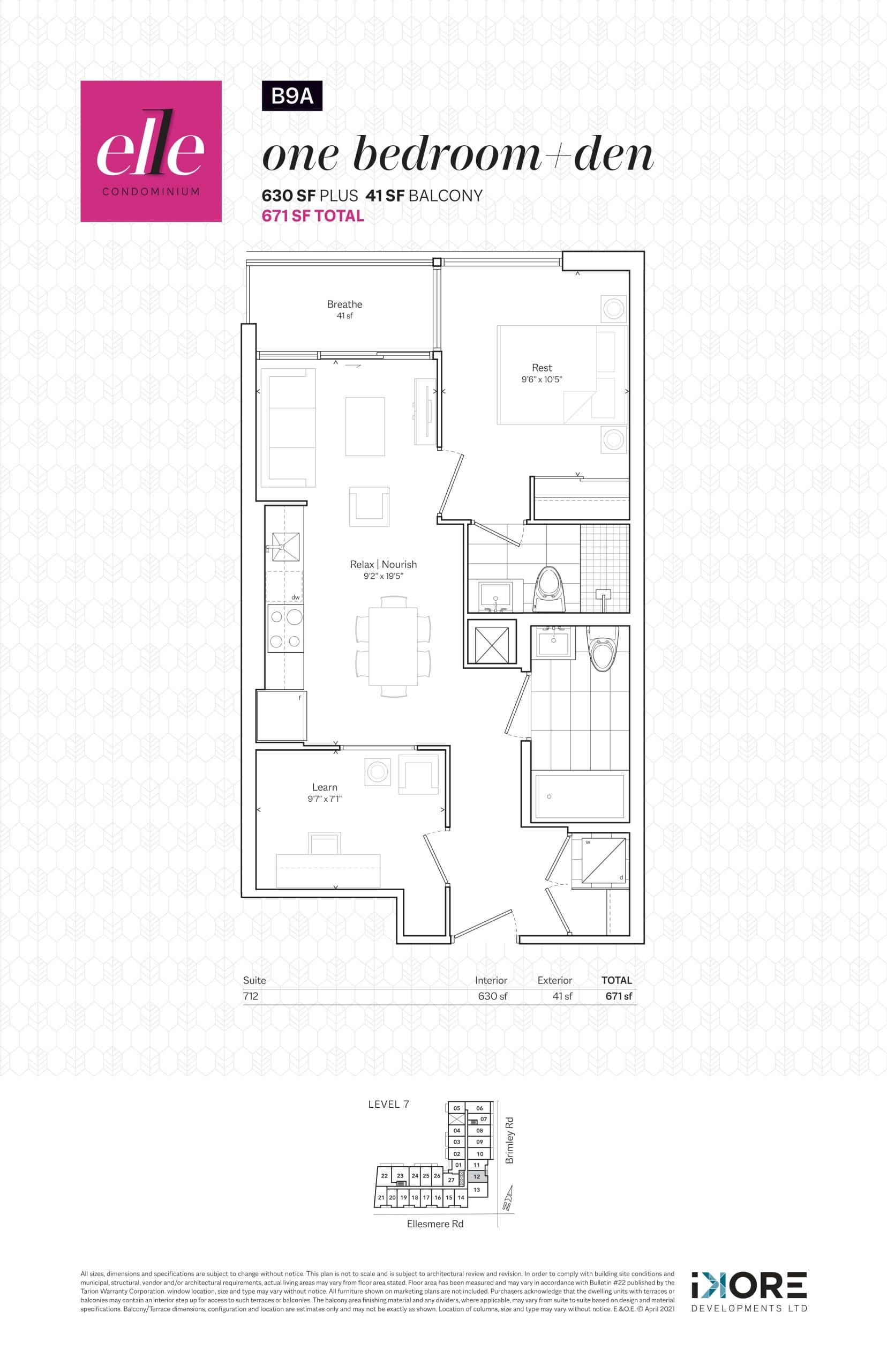 B9A Floor Plan at ELLE Condos - 630 sq.ft