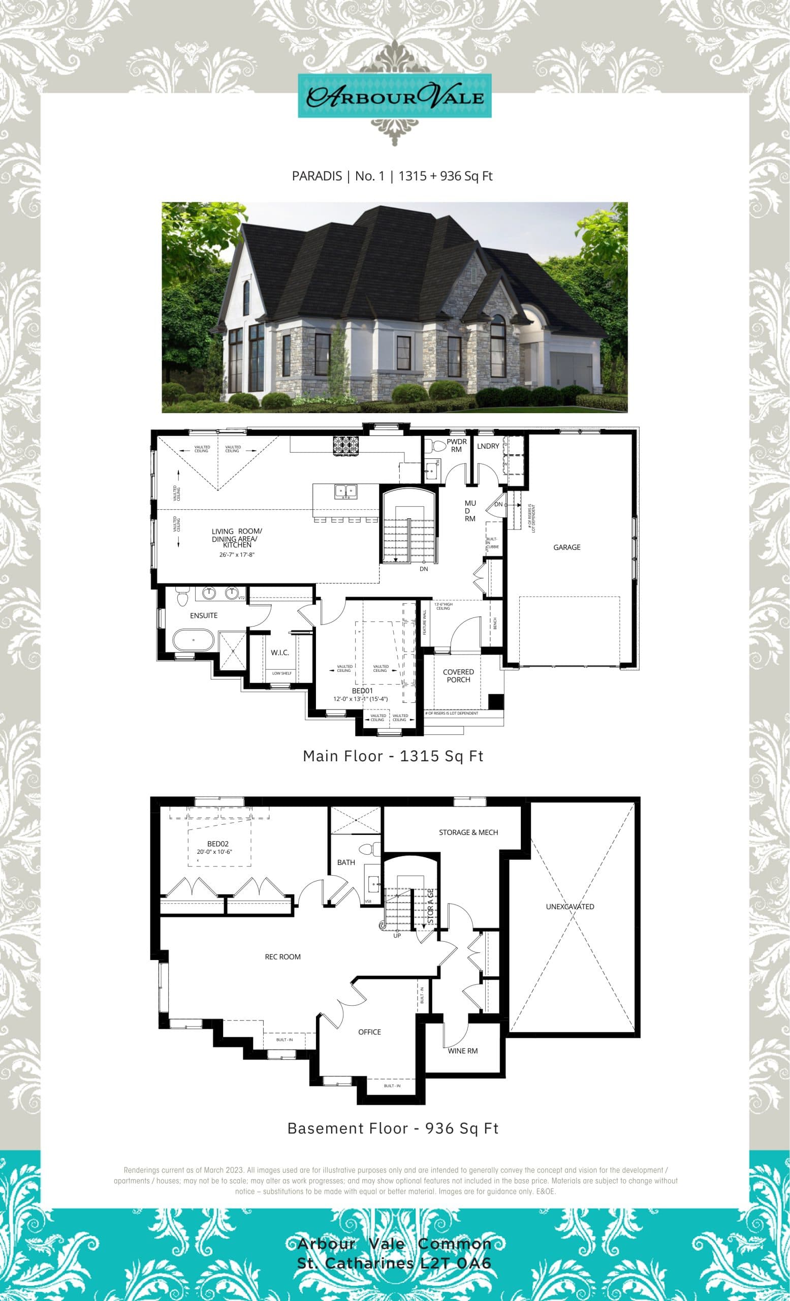 Paradis Floor Plan at Arbour Vale Condos - 1315 sq.ft