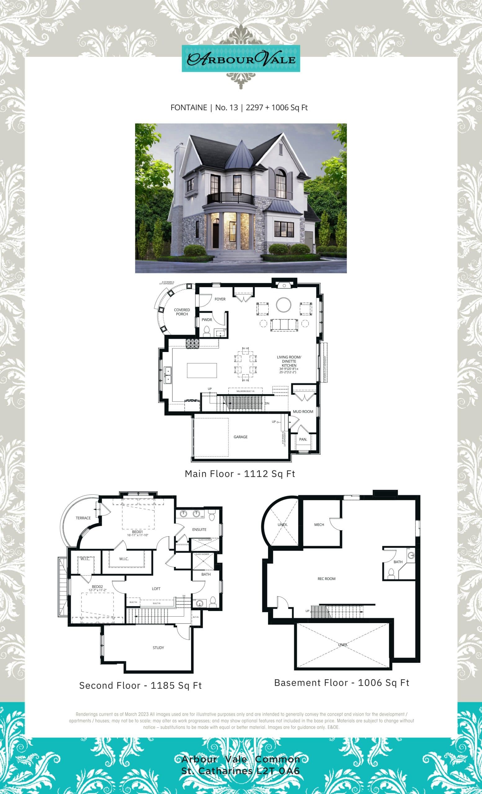 Fontaine Floor Plan at Arbour Vale Condos - 2297 sq.ft