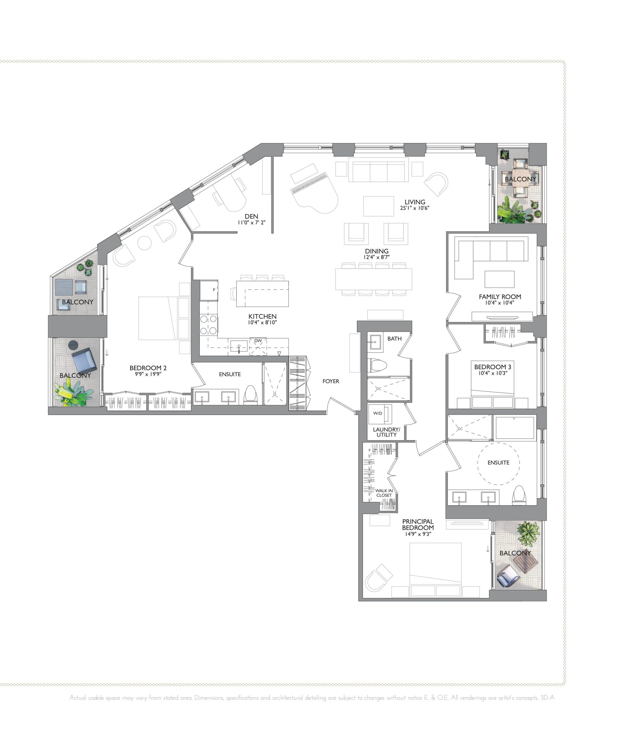 The Turquoise Floor Plan at Kingsway Grand Condos - 1930 sq.ft