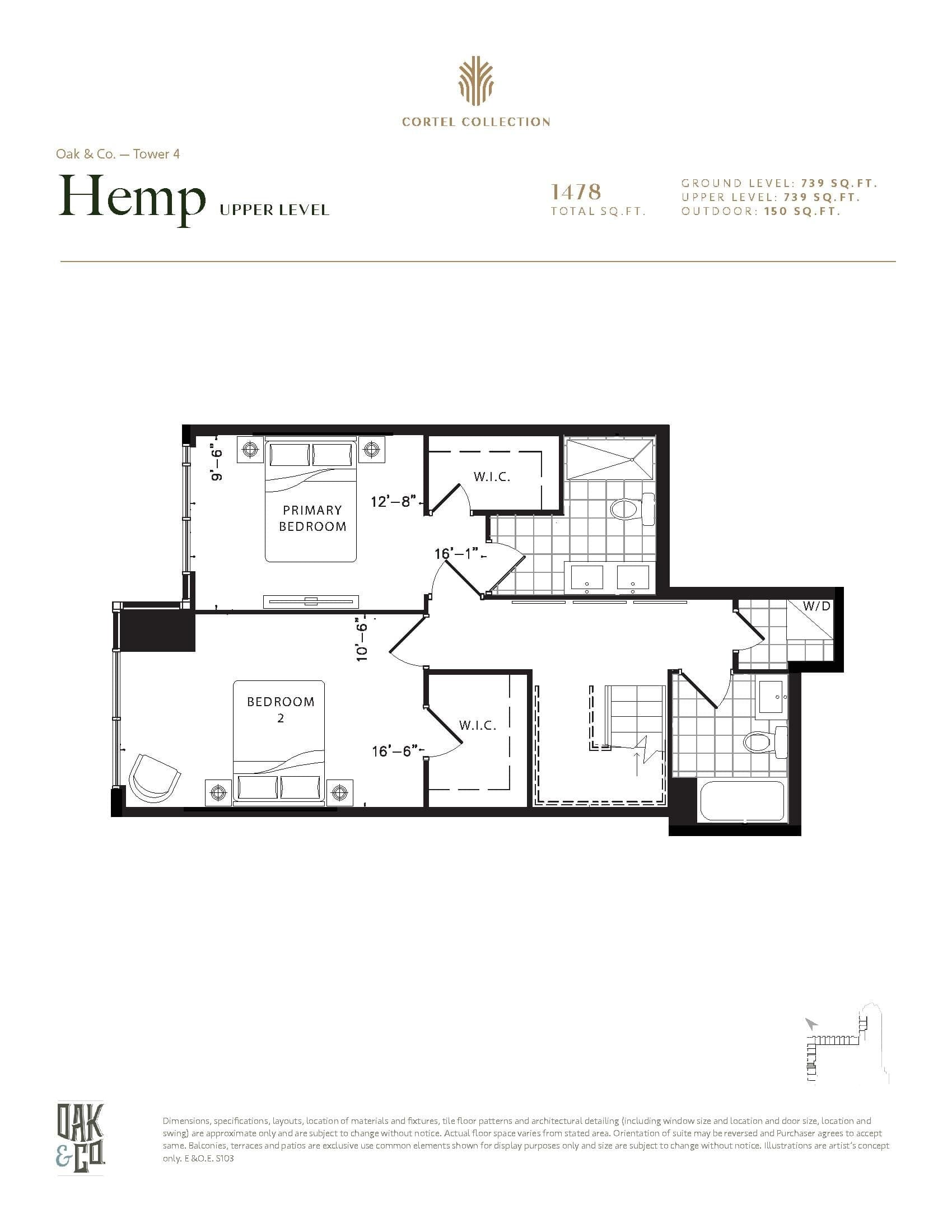Hemp Floor Plan at Oak & Co Lofts - 1478 sq.ft 2