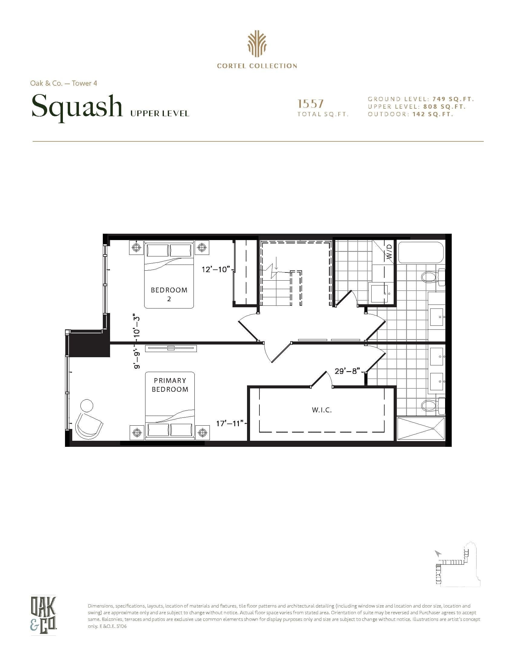 Squash Floor Plan at Oak & Co Lofts - 1557 sq.ft 2