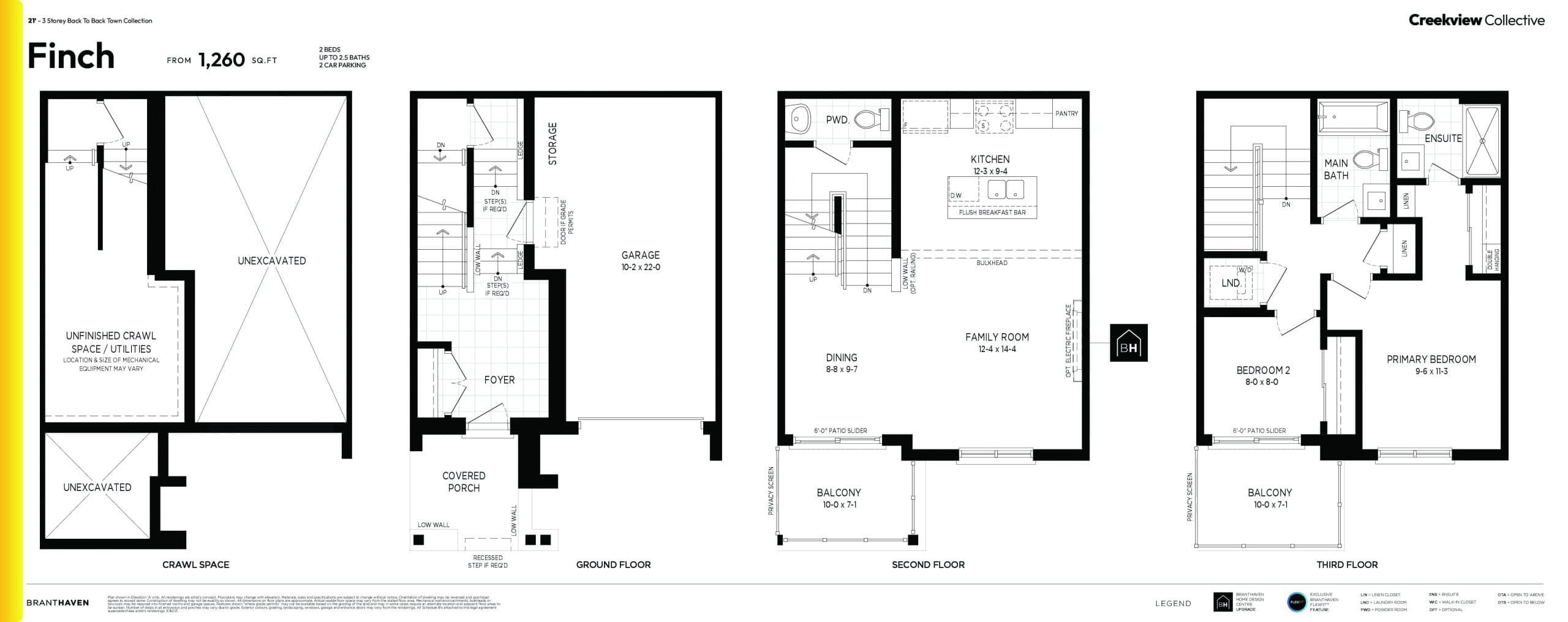 Finch Floor Plan at Creekview Collective Towns Phase 2 - 1260 sq.ft