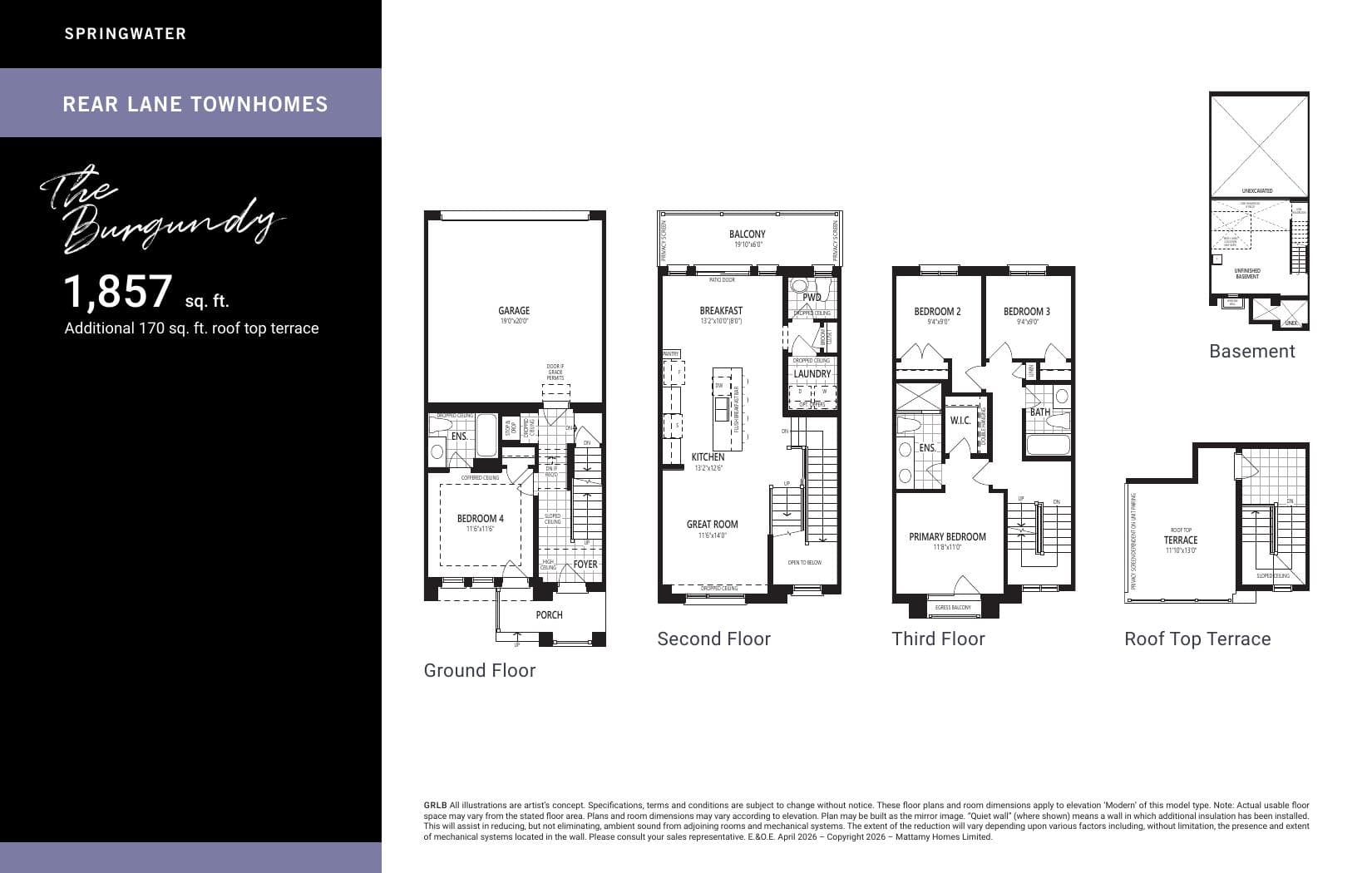 The Burgundy Floor Plan at Springwater Phase 4 - 1857 sq.ft 2