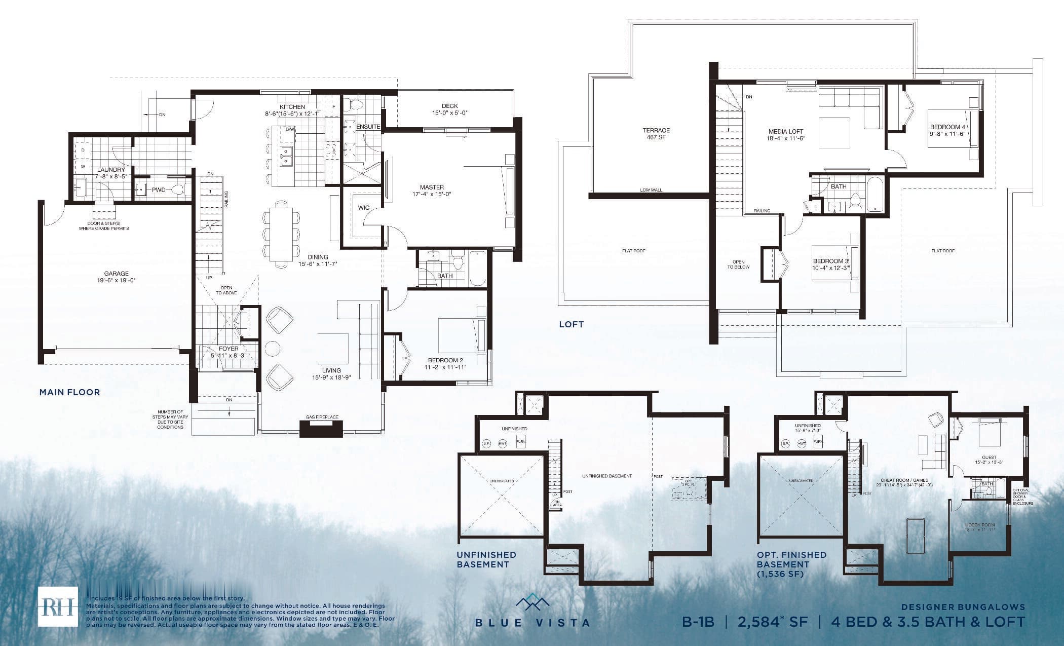 B-1B Floor Plan at Blue Vista - 2584 sq.ft