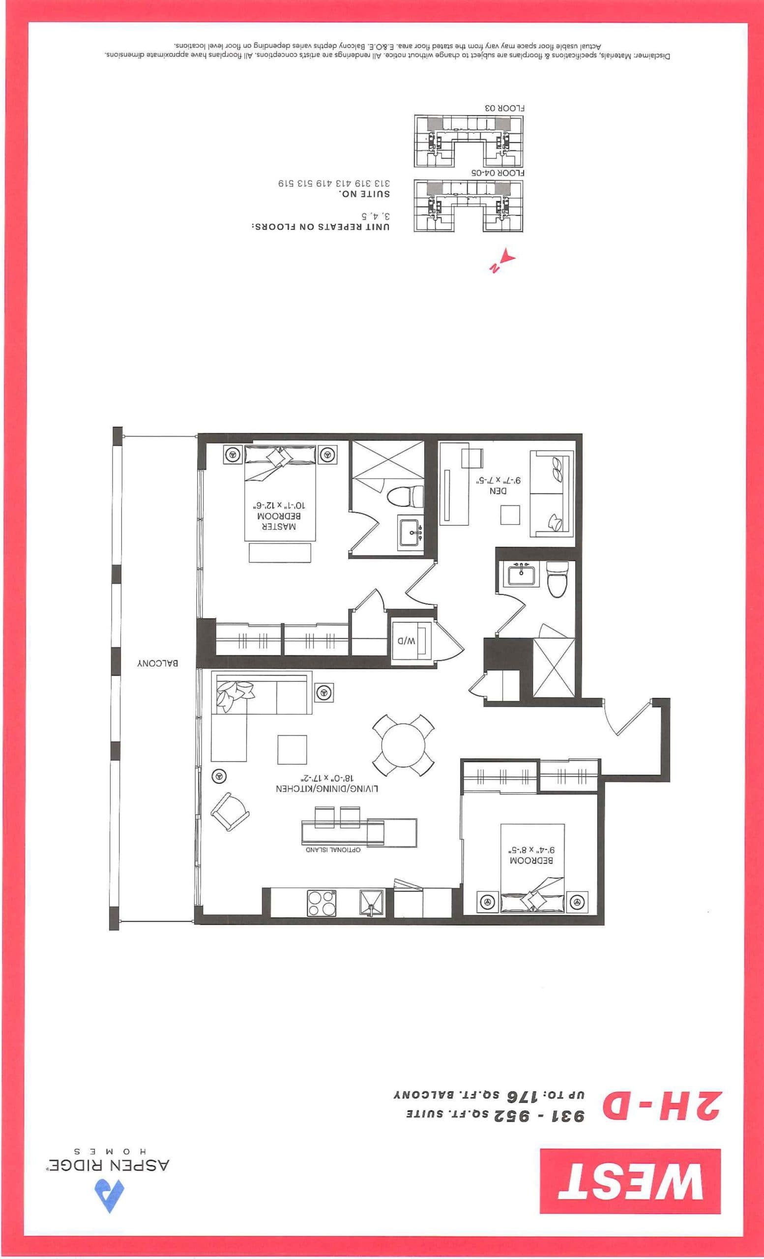 2H-D Floor Plan at WEST Condos - 952 sq.ft