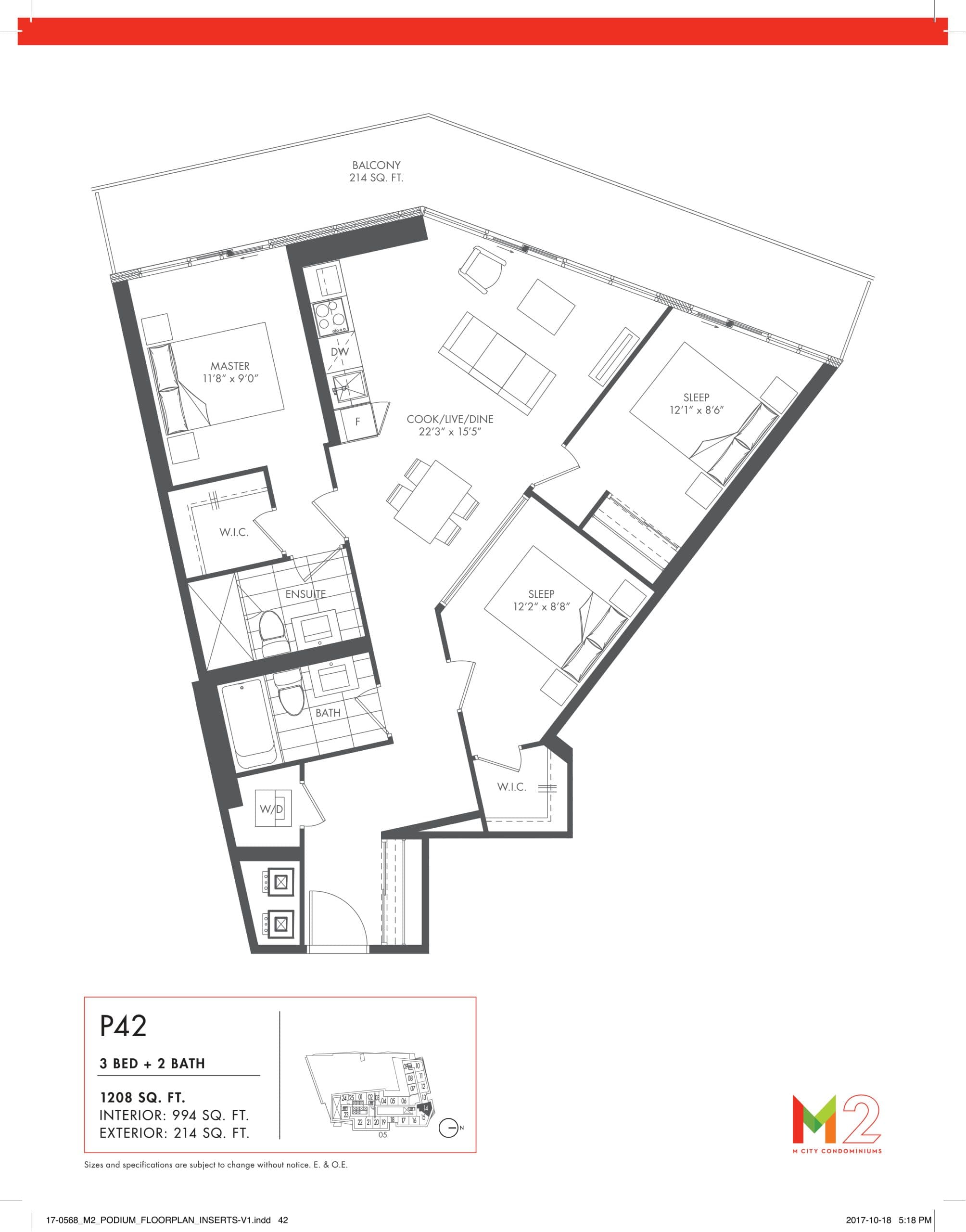 P42 Floor Plan at M City Condos Phase 2 - 994 sq.ft