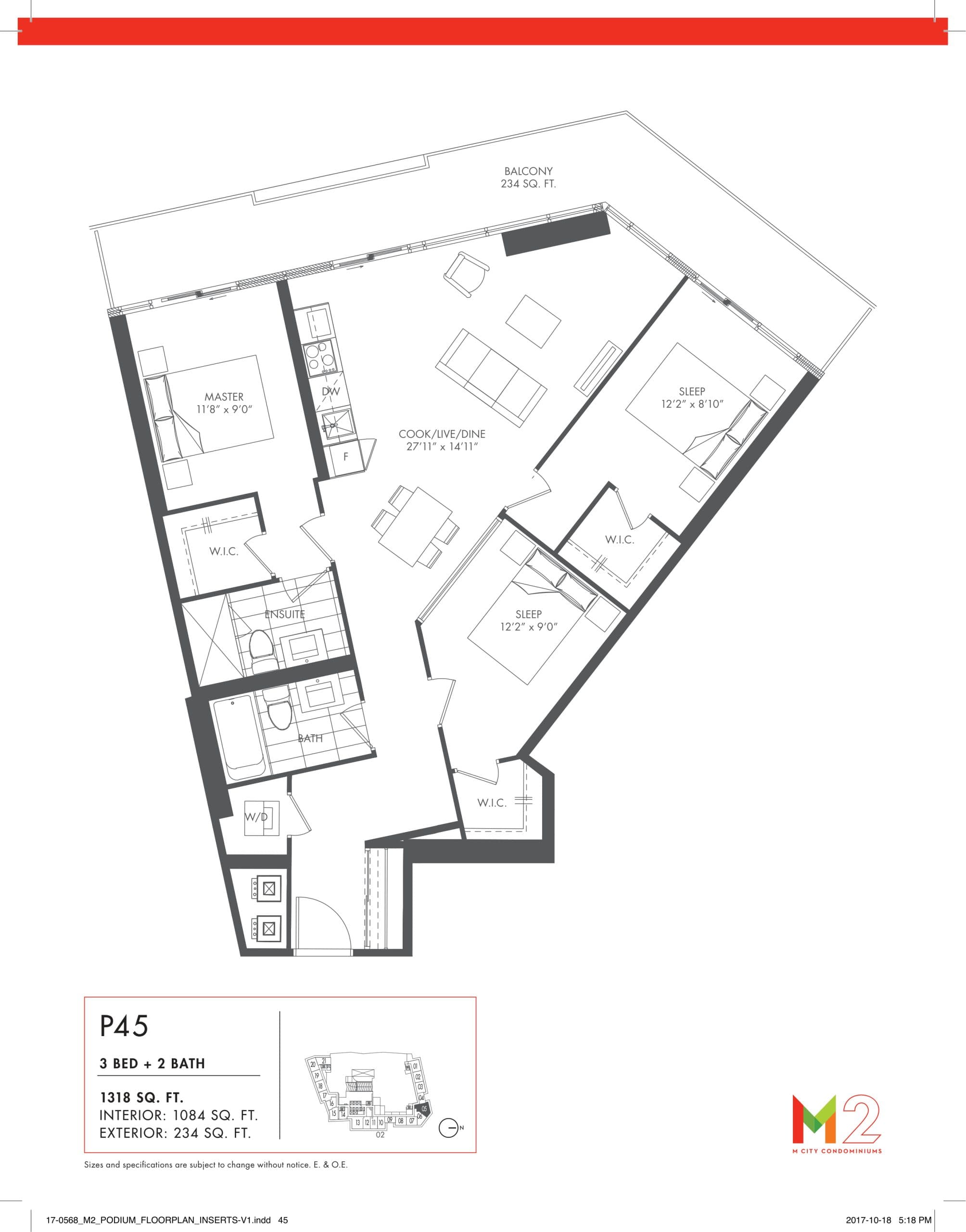P45 Floor Plan at M City Condos Phase 2 - 1084 sq.ft