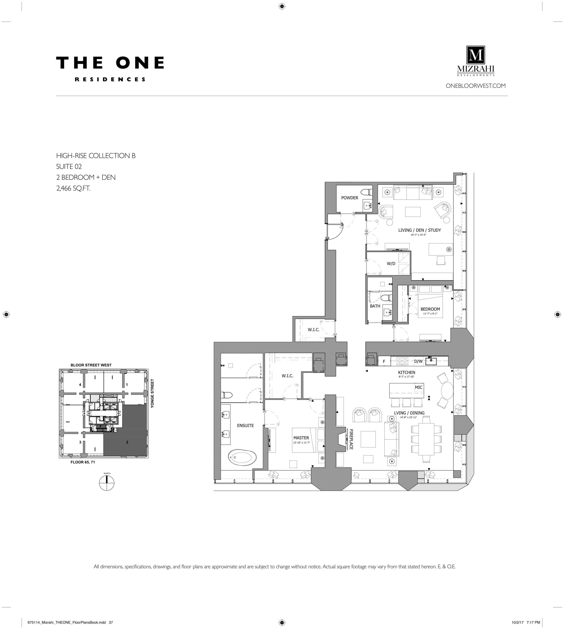 Suite 02 - High-Rise Collection B Floor Plan at The One Condos - 2466 sq.ft