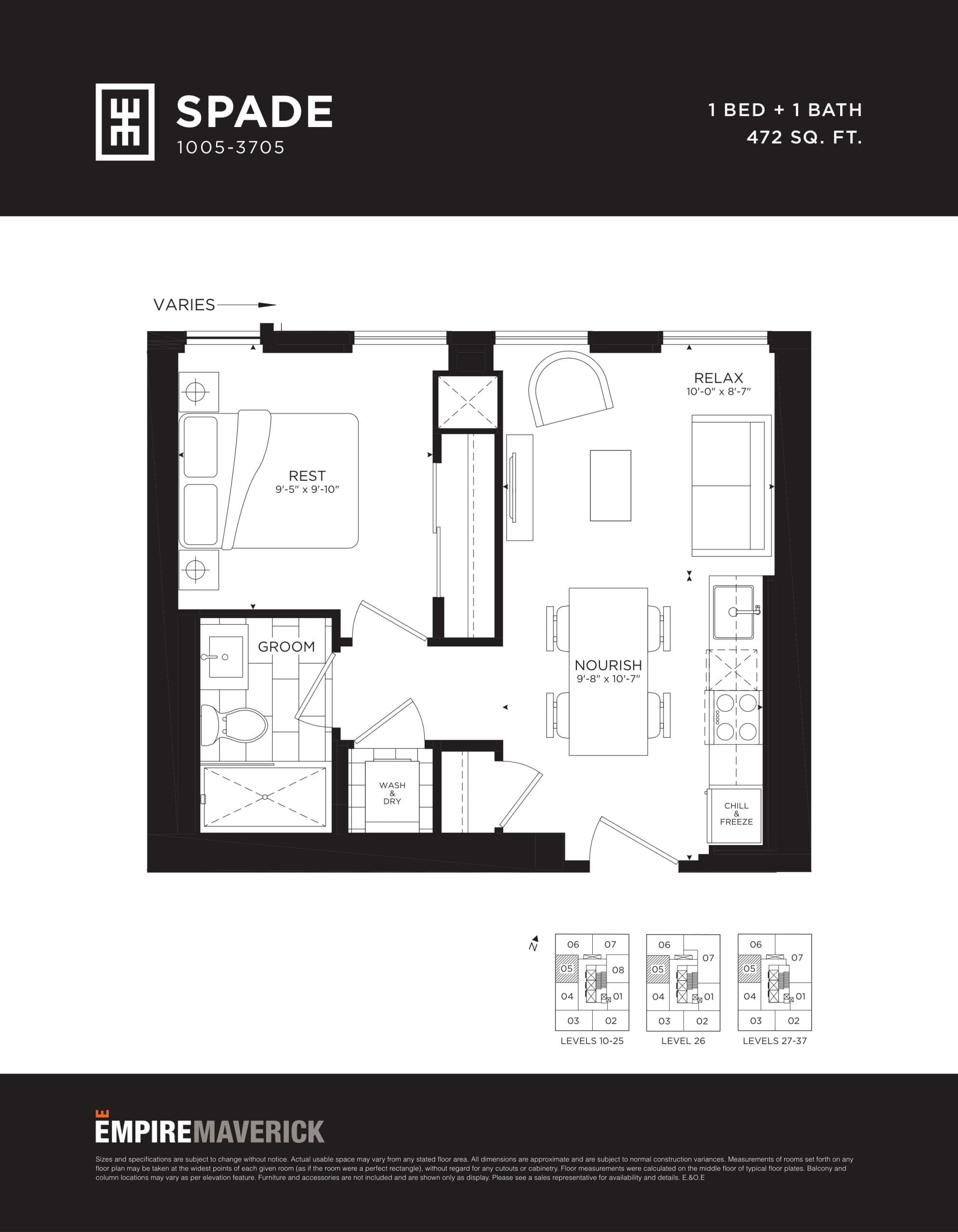 Spade Floor Plan at Empire Maverick Condos - 472 sq.ft