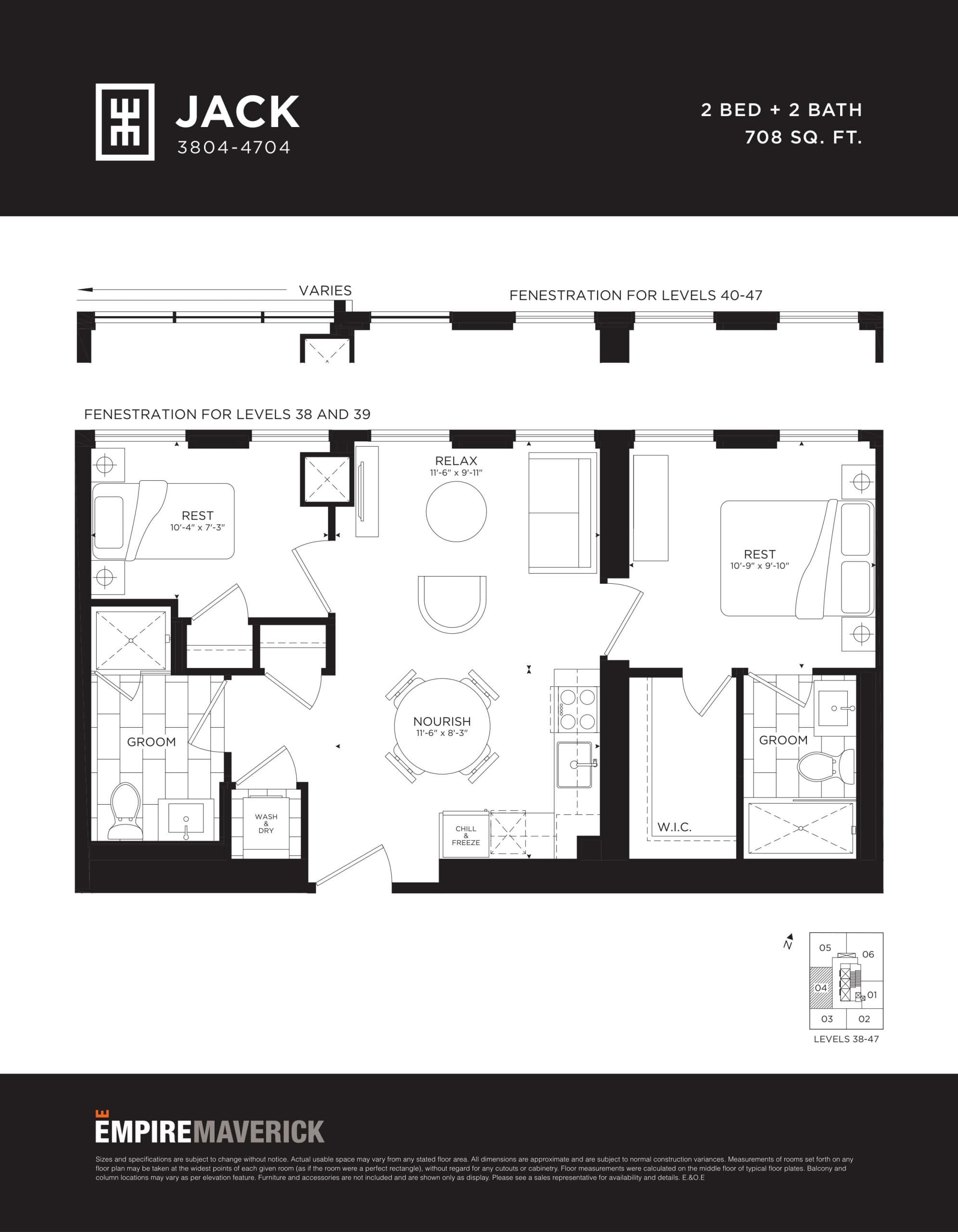 Jack Floor Plan at Empire Maverick Condos - 708 sq.ft