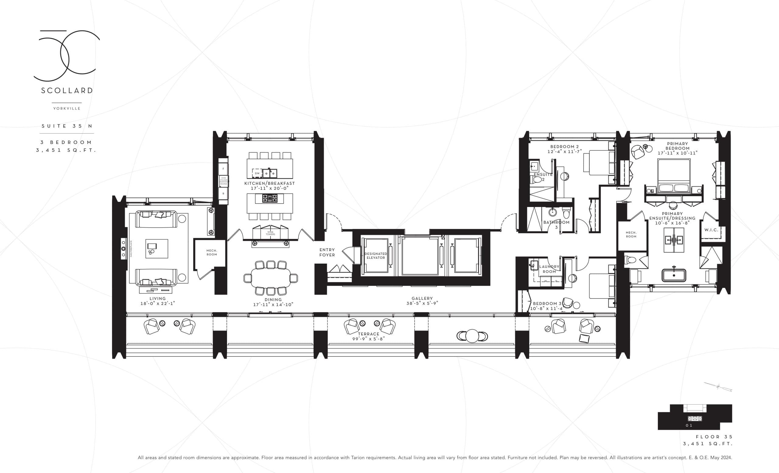 Suite 35 N Floor Plan at Fifty Scollard Condos - 3451 sq.ft