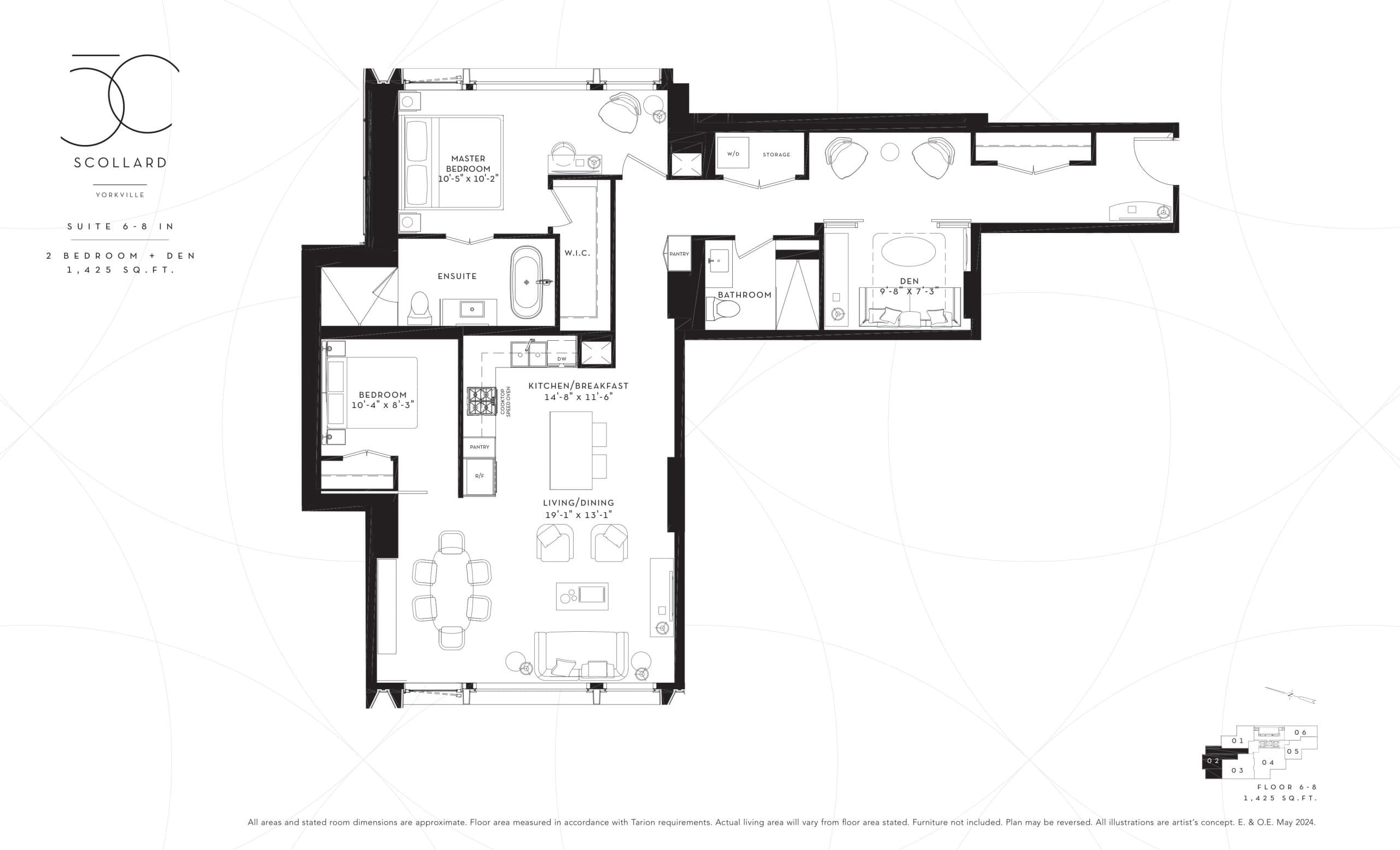 Suite 6-8 IN Floor Plan at Fifty Scollard Condos - 1425 sq.ft