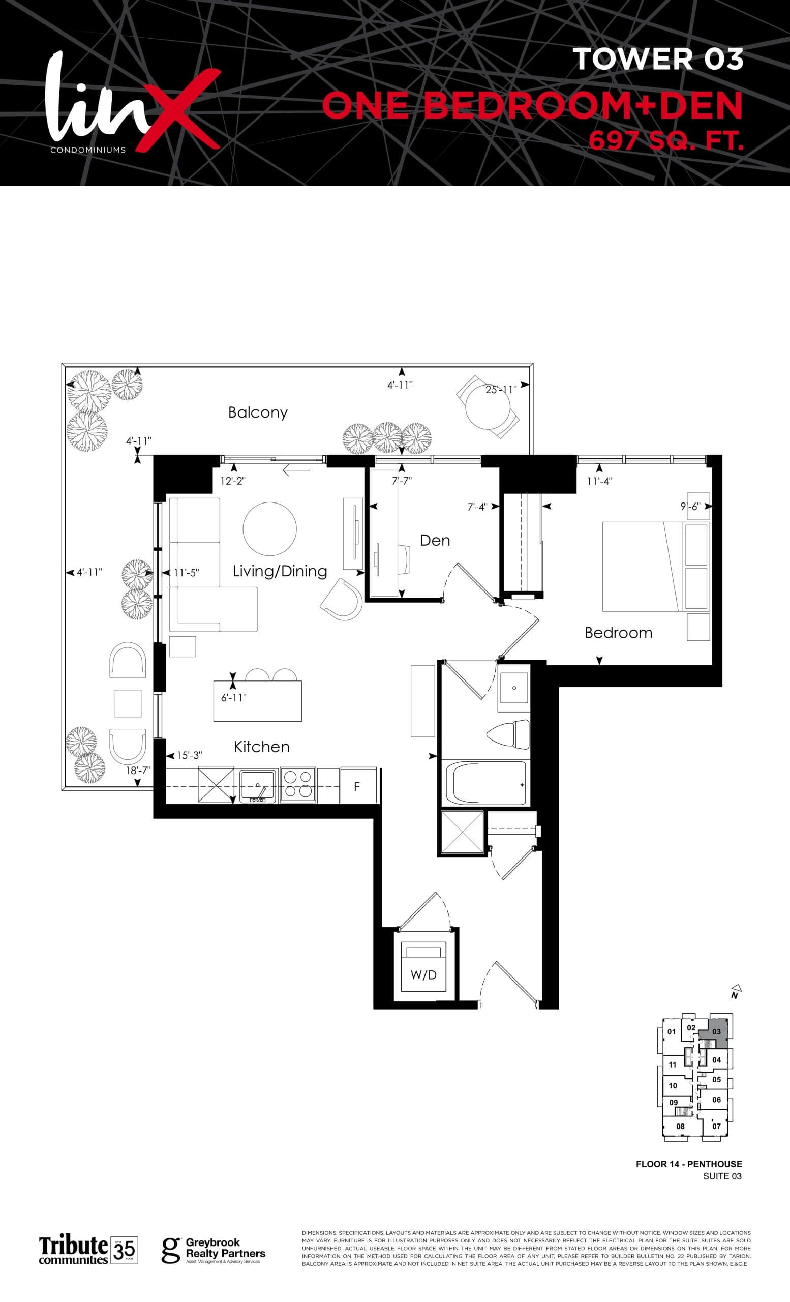 Tower 03 Floor Plan at Linx Condos - 697 sq.ft