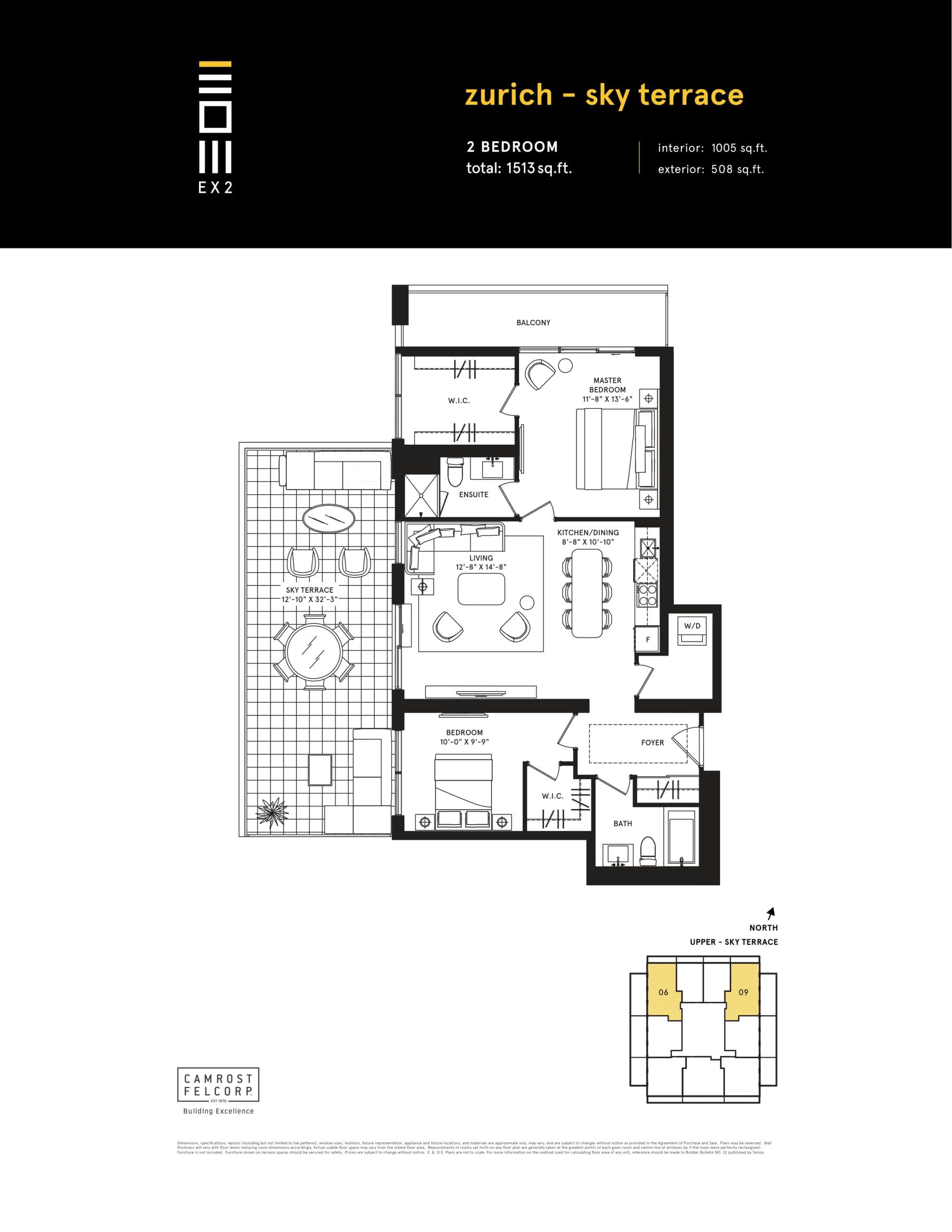 Zurich - Sky Terrace Floor Plan at Exchange District Condos - Phase 2 (EX2) - 1005 sq.ft