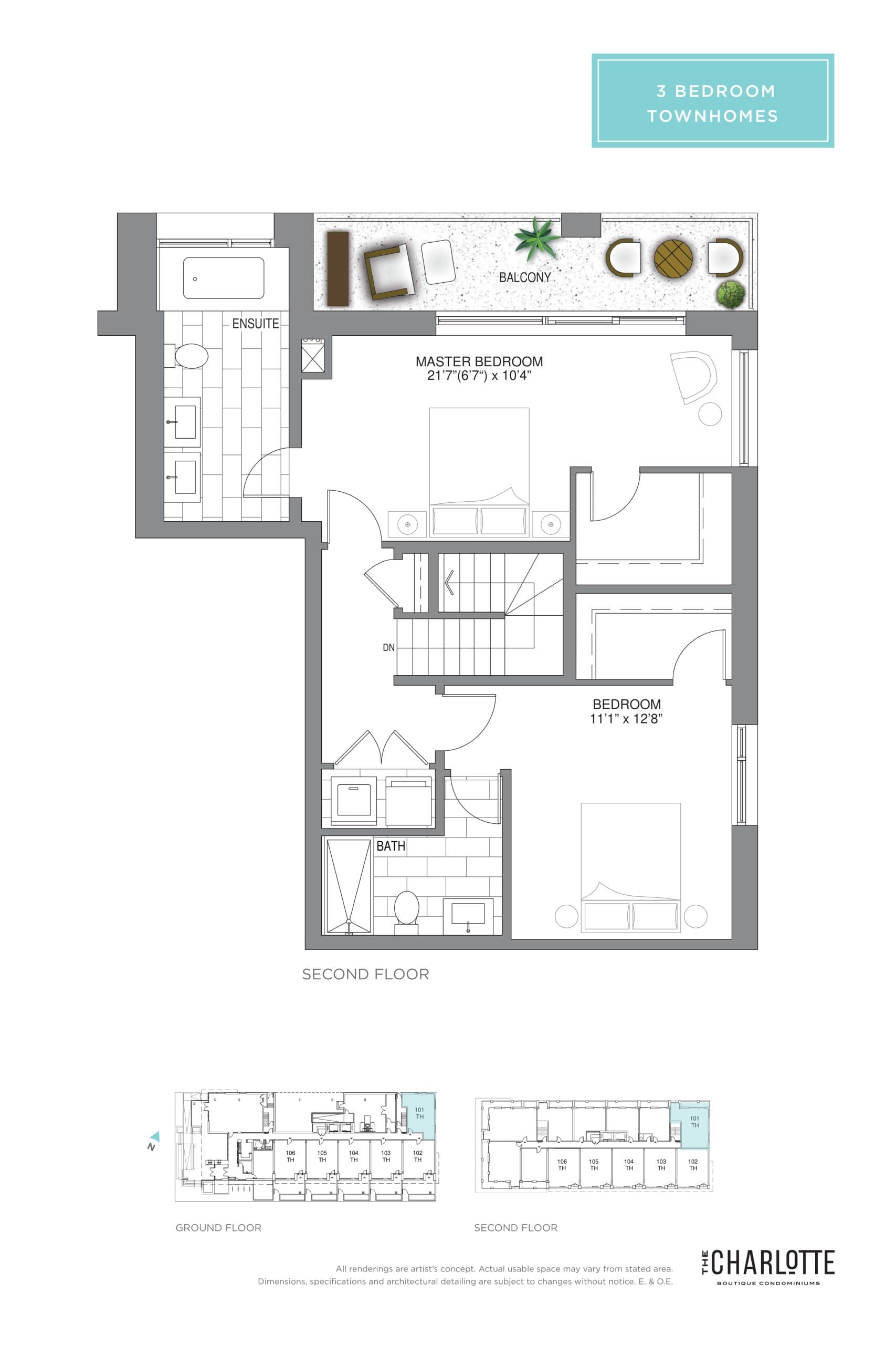 TH-01 (2/2) Floor Plan at The Charlotte Condos - 1593 sq.ft