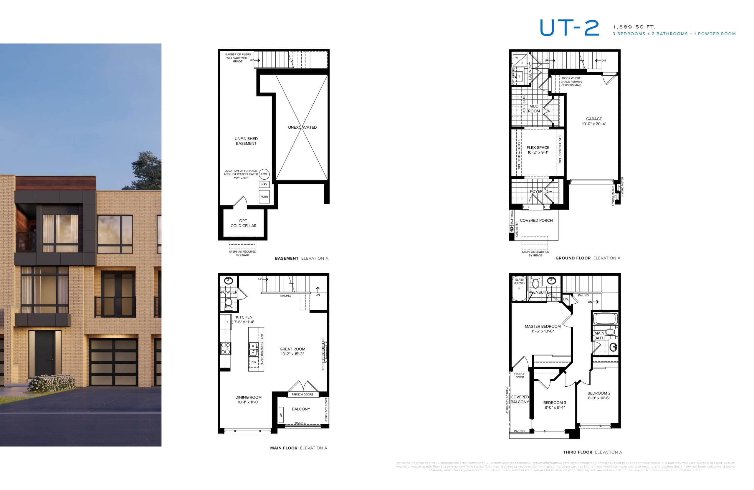 UT-2 Floor Plan at SXSW Ravine Towns - 1589 sq.ft