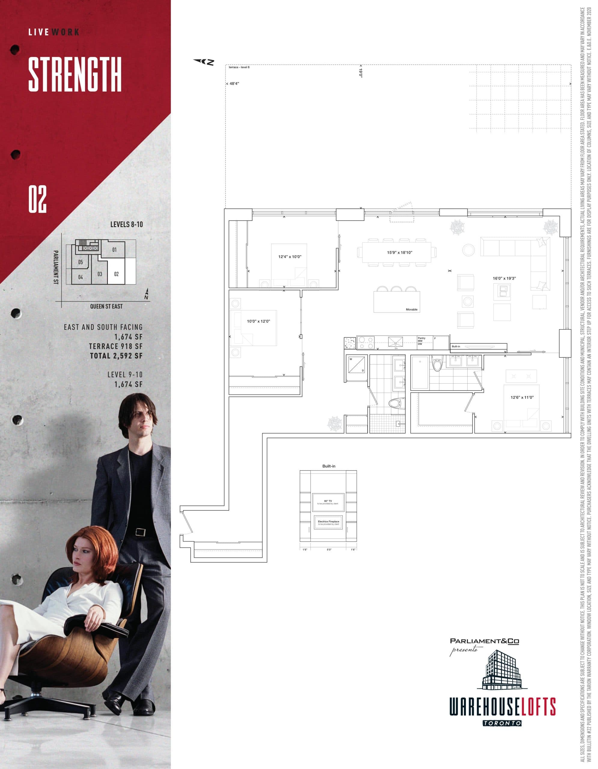 Strength - 2.5BR Floor Plan at Warehouse Lofts - 1674 sq.ft