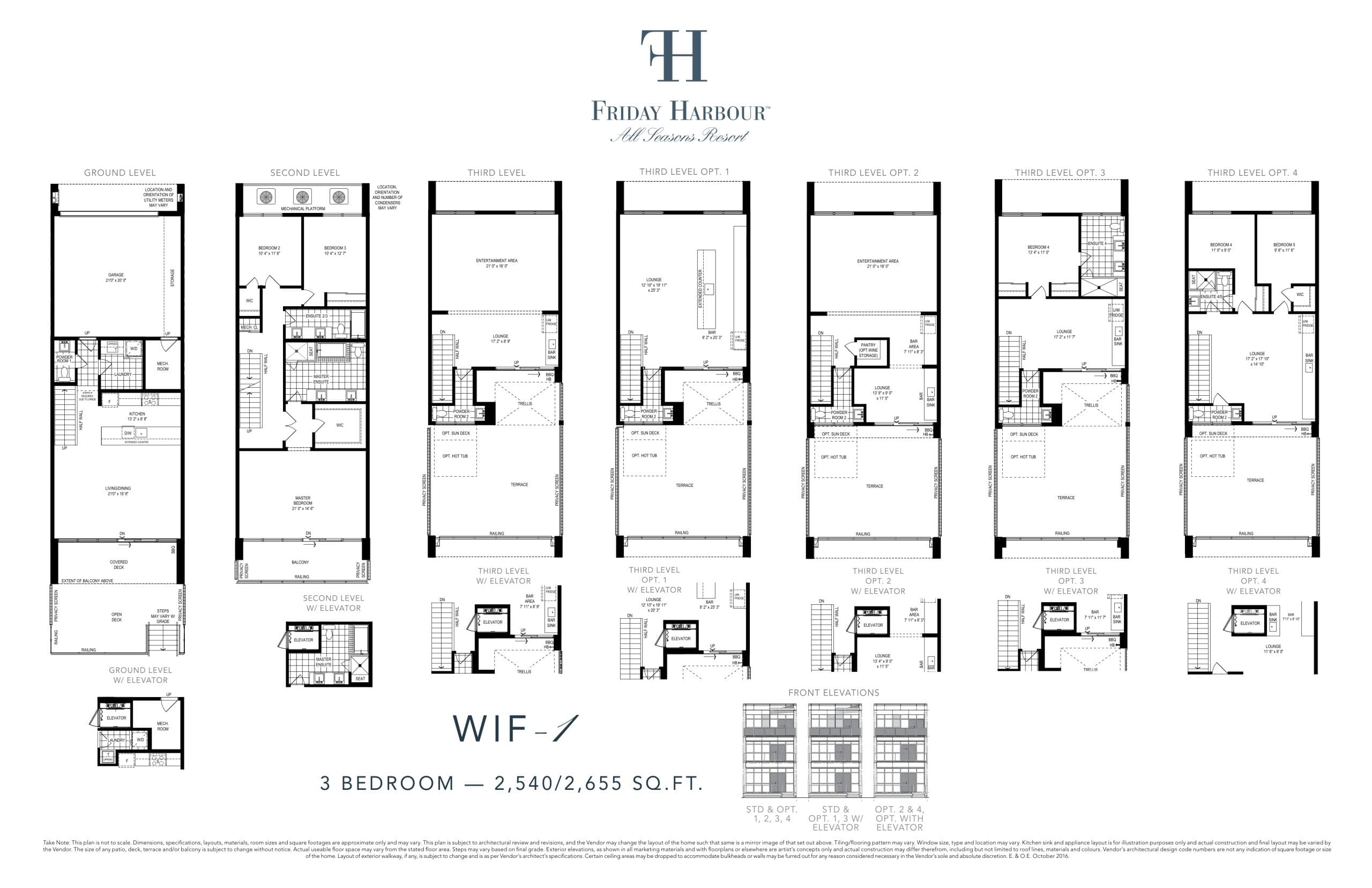 WIF - 1 (Ferretti Towns) Floor Plan at Friday Harbour Resort Condos - 2540 sq.ft