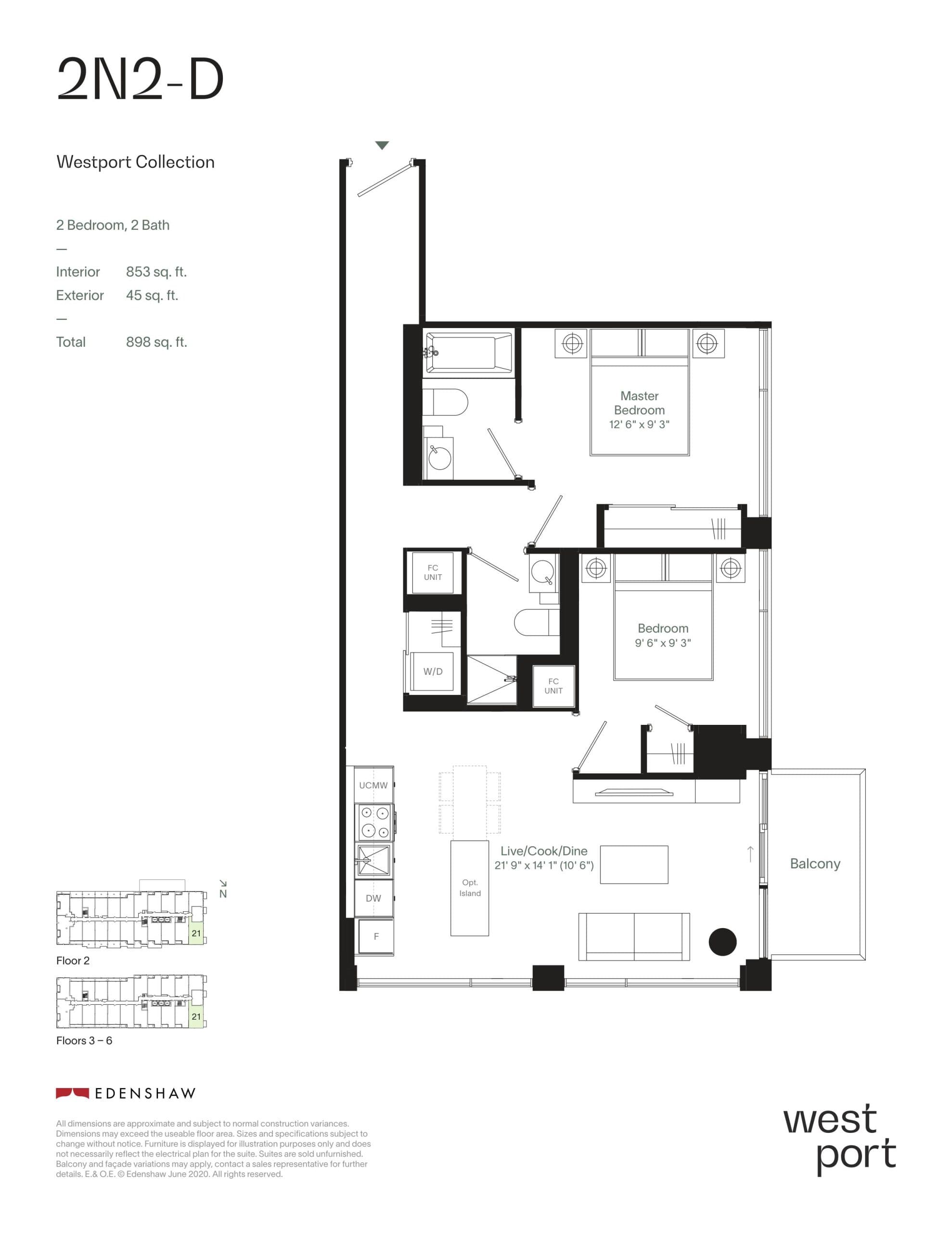 2N2-D - Westport Collection Floor Plan at Westport Condos - 853 sq.ft
