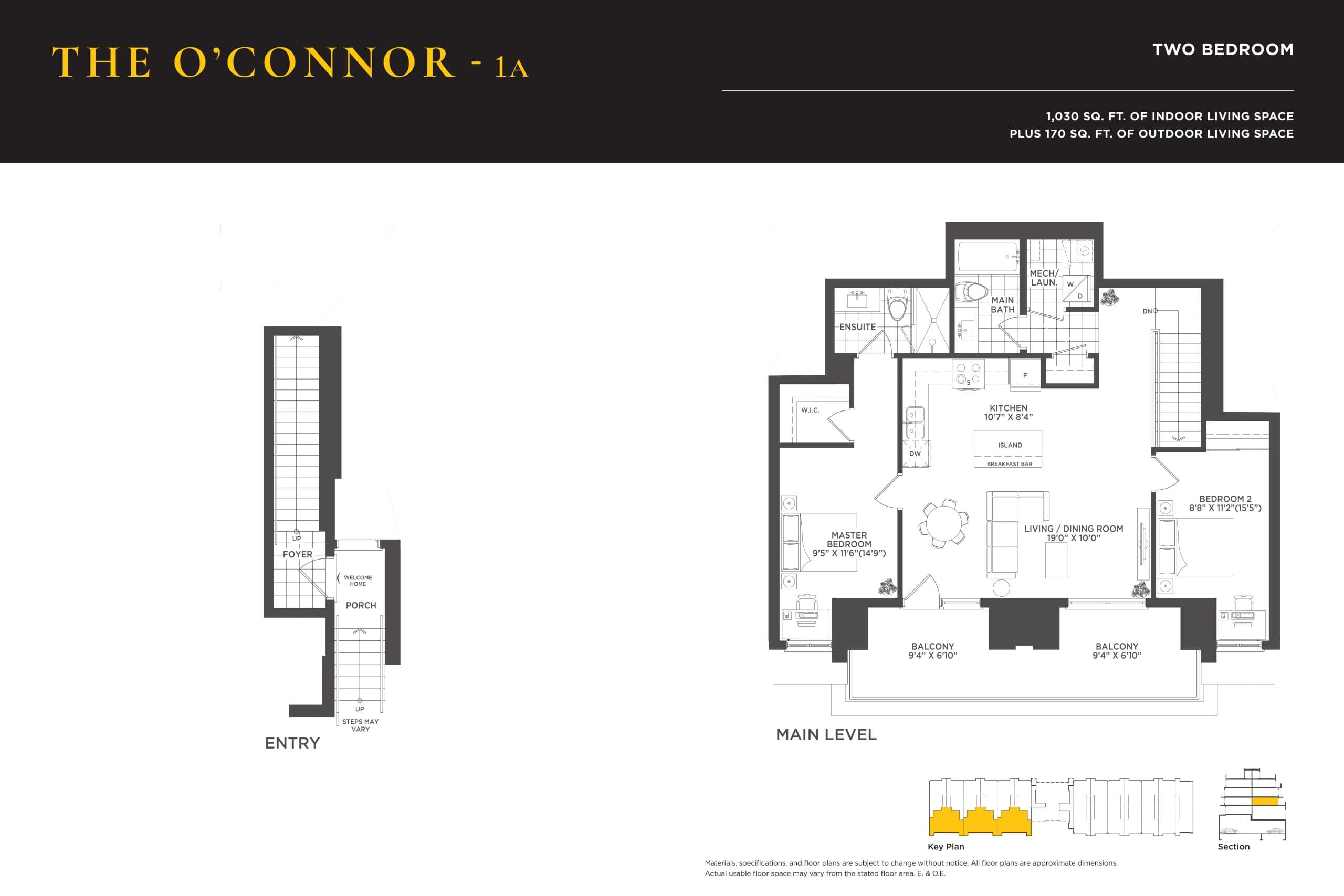 The O'Connor Floor Plan at Amsterdam Urban Towns - 1030 sq.ft