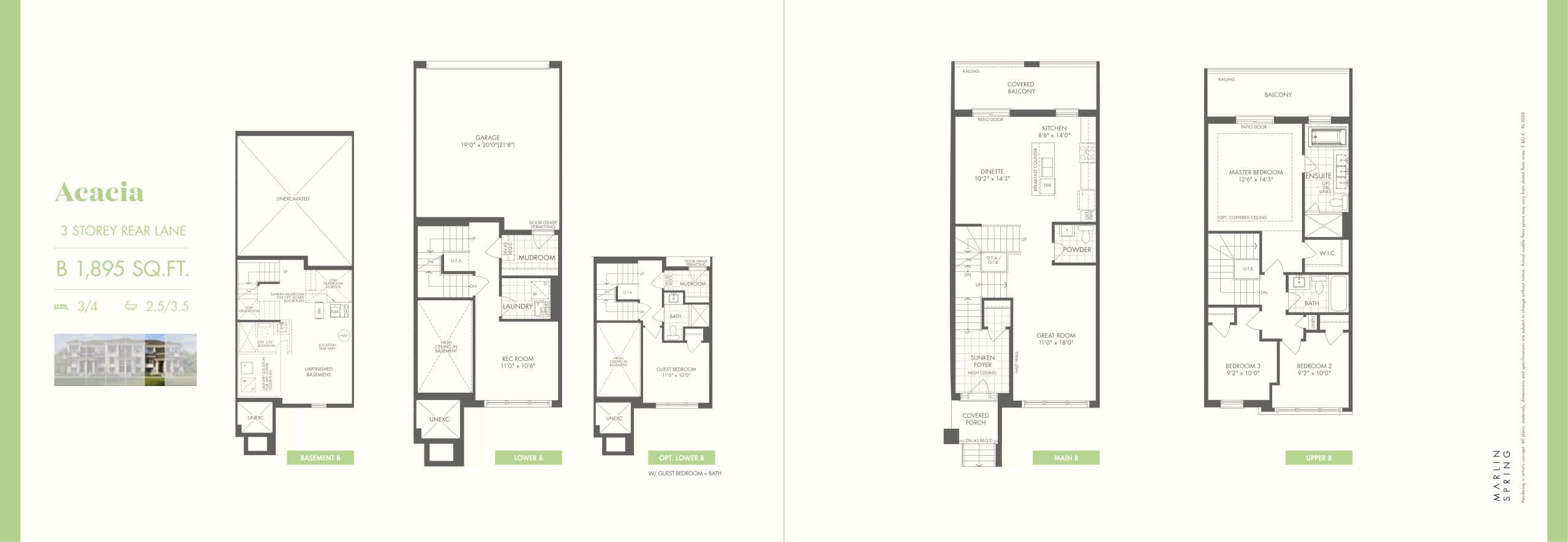 Acacia B Floor Plan at Ivylea Towns - 1895 sq.ft