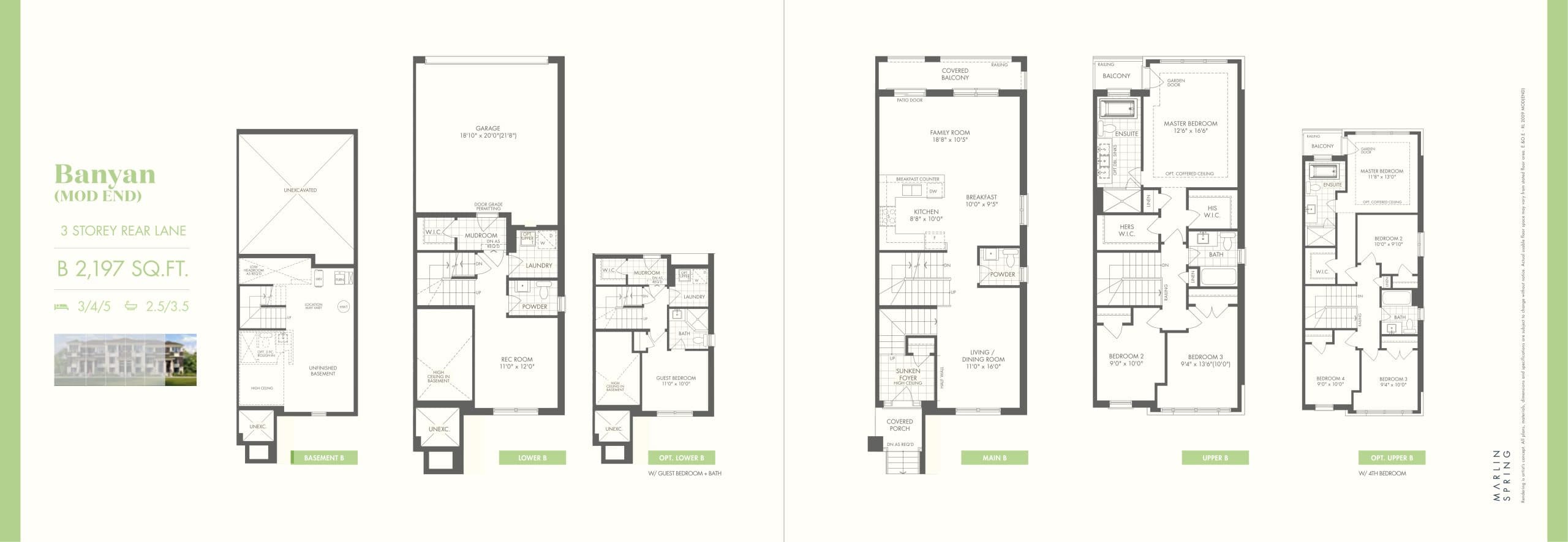 Banyan (Mod End) B Floor Plan at Ivylea Towns - 2197 sq.ft