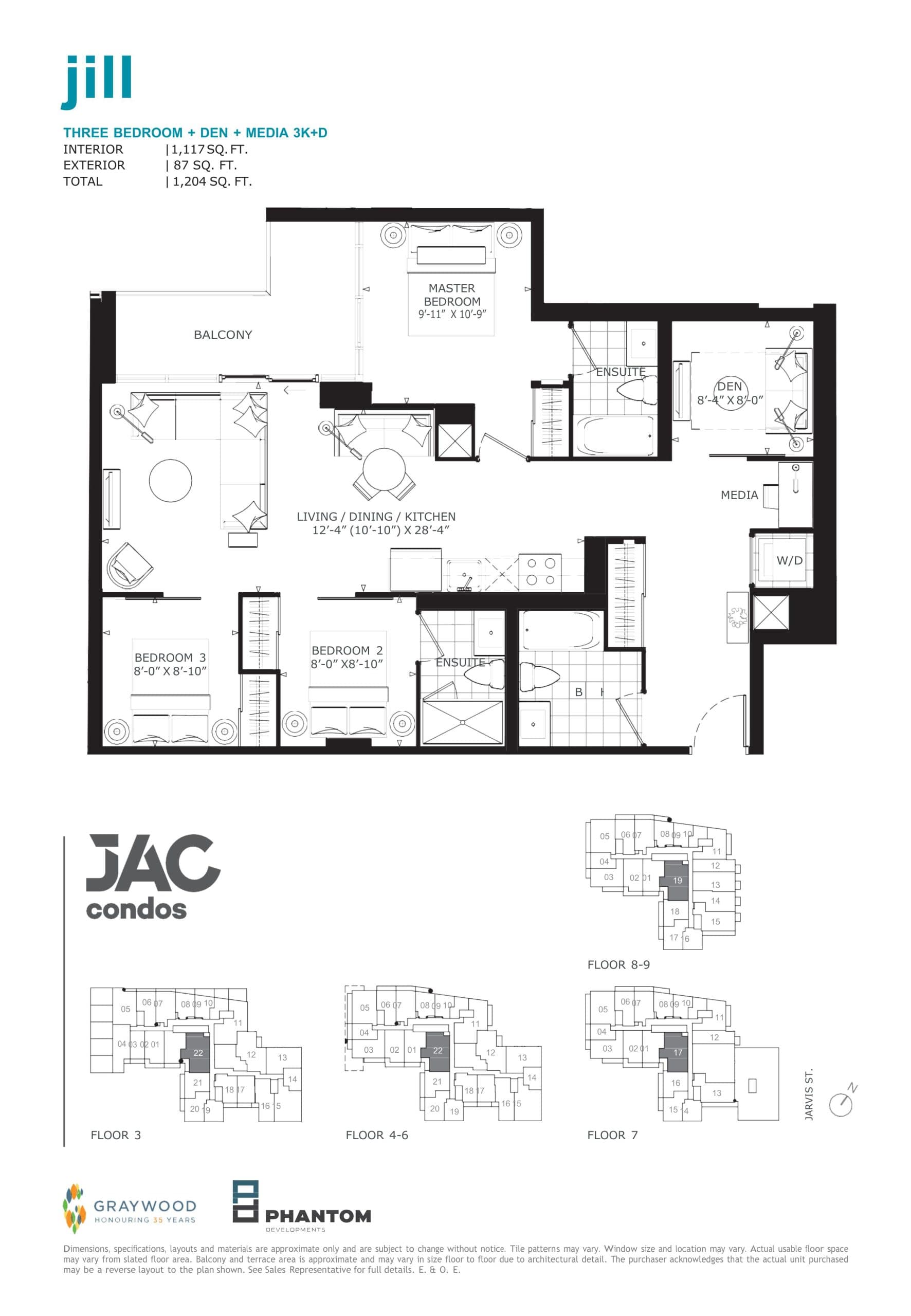Jill Floor Plan at JAC Condos - 1117 sq.ft
