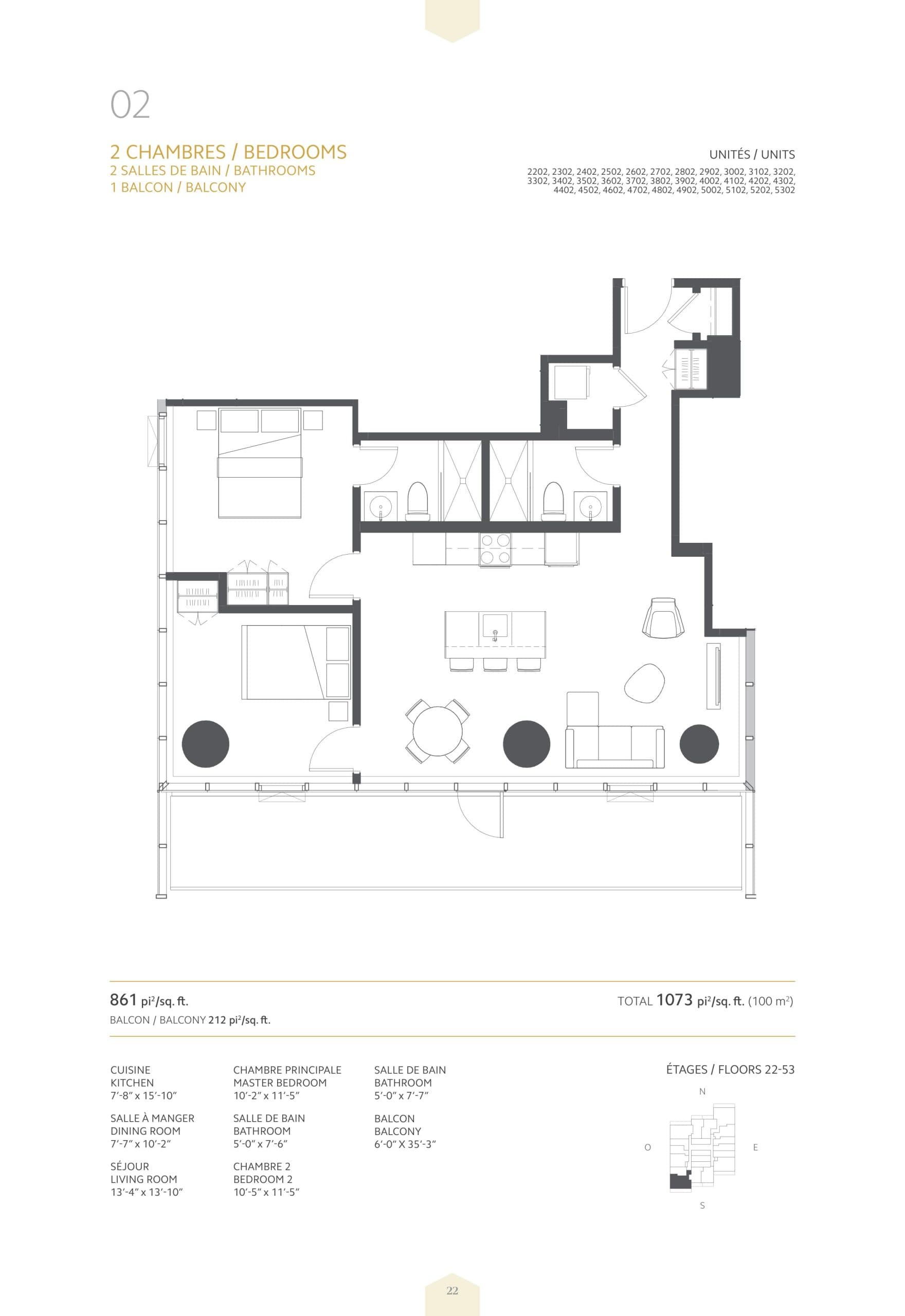 02 Floor Plan at 1 Square Phillips Condos - 861 sq.ft