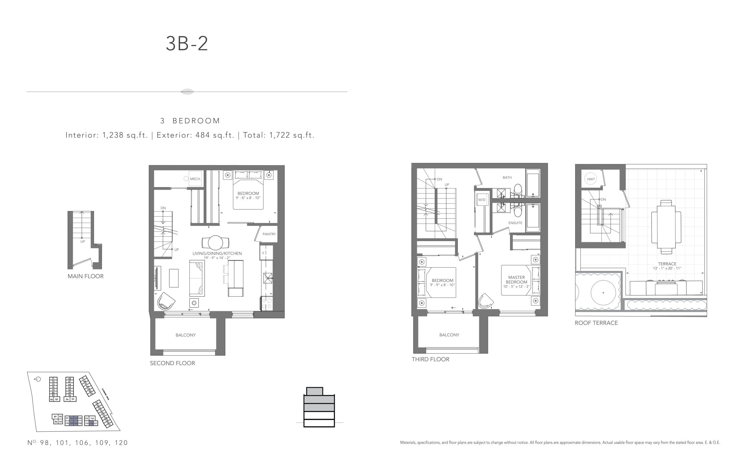 3B-2 Floor Plan at Clonmore Urban Towns - 1238 sq.ft