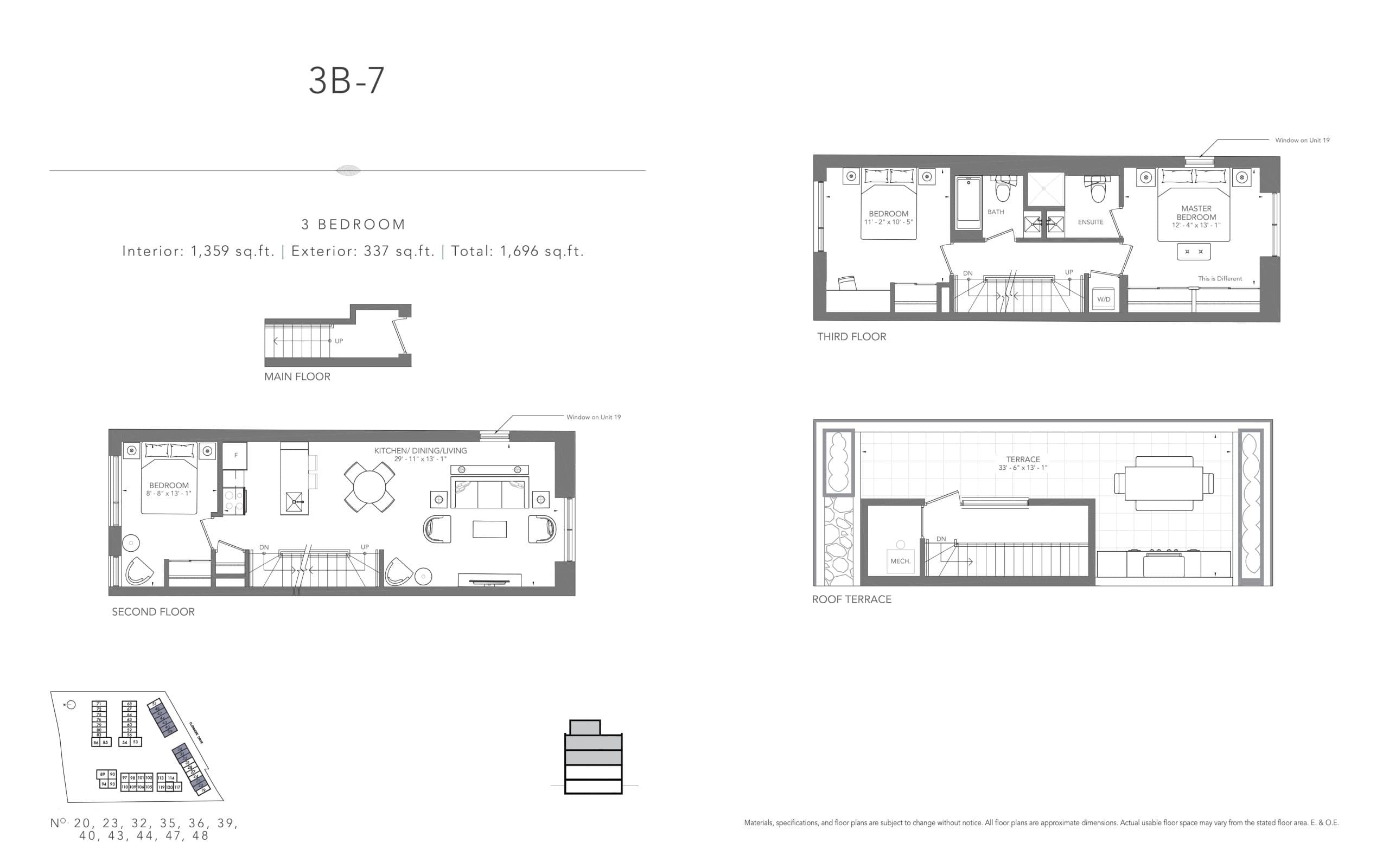 3B-7 Floor Plan at Clonmore Urban Towns - 1359 sq.ft