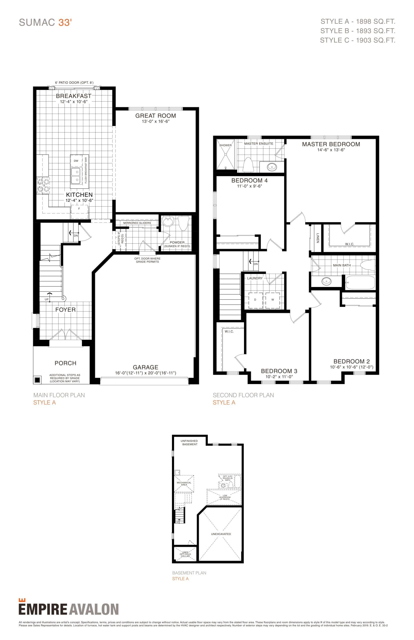 Sumac Floor Plan at Empire Avalon - 1898 sq.ft