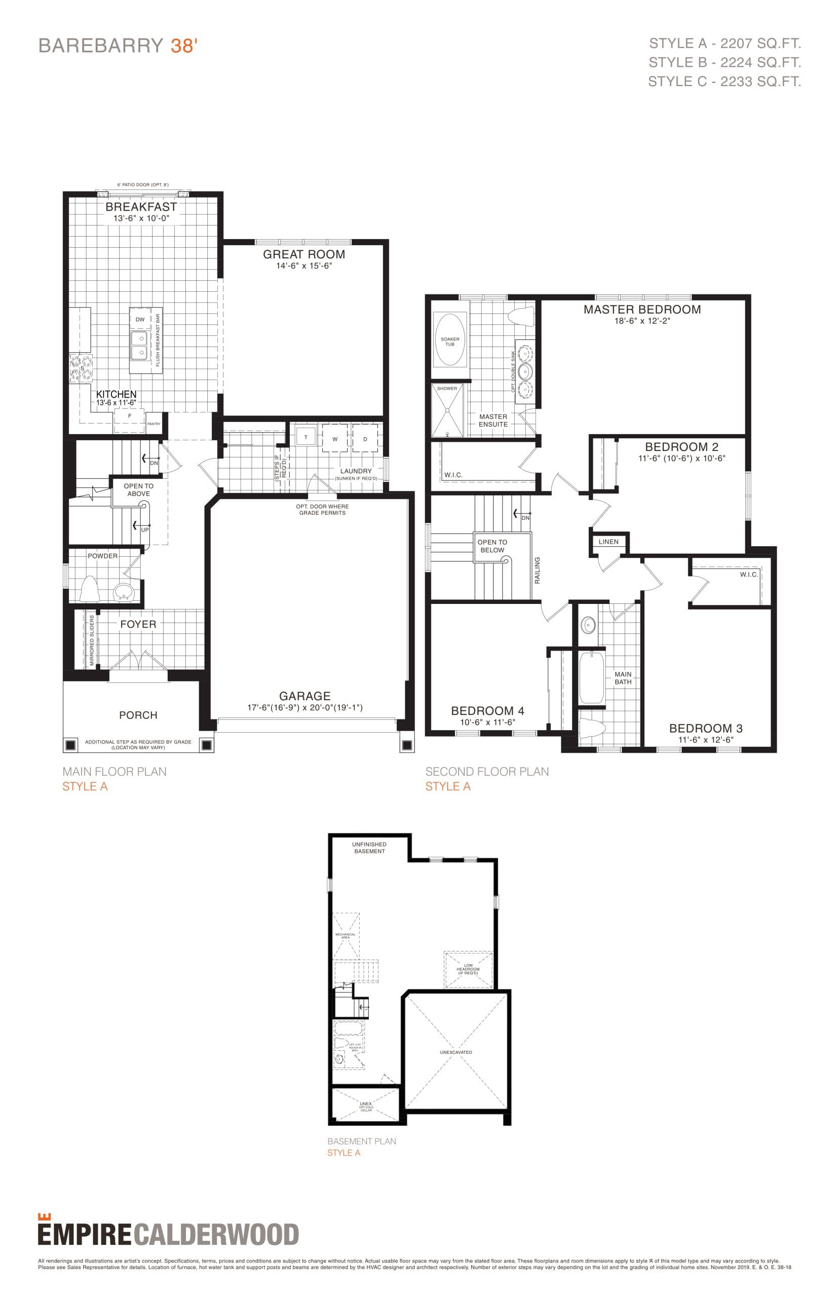 Barebarry Floor Plan at Empire Calderwood Towns - 2233 sq.ft