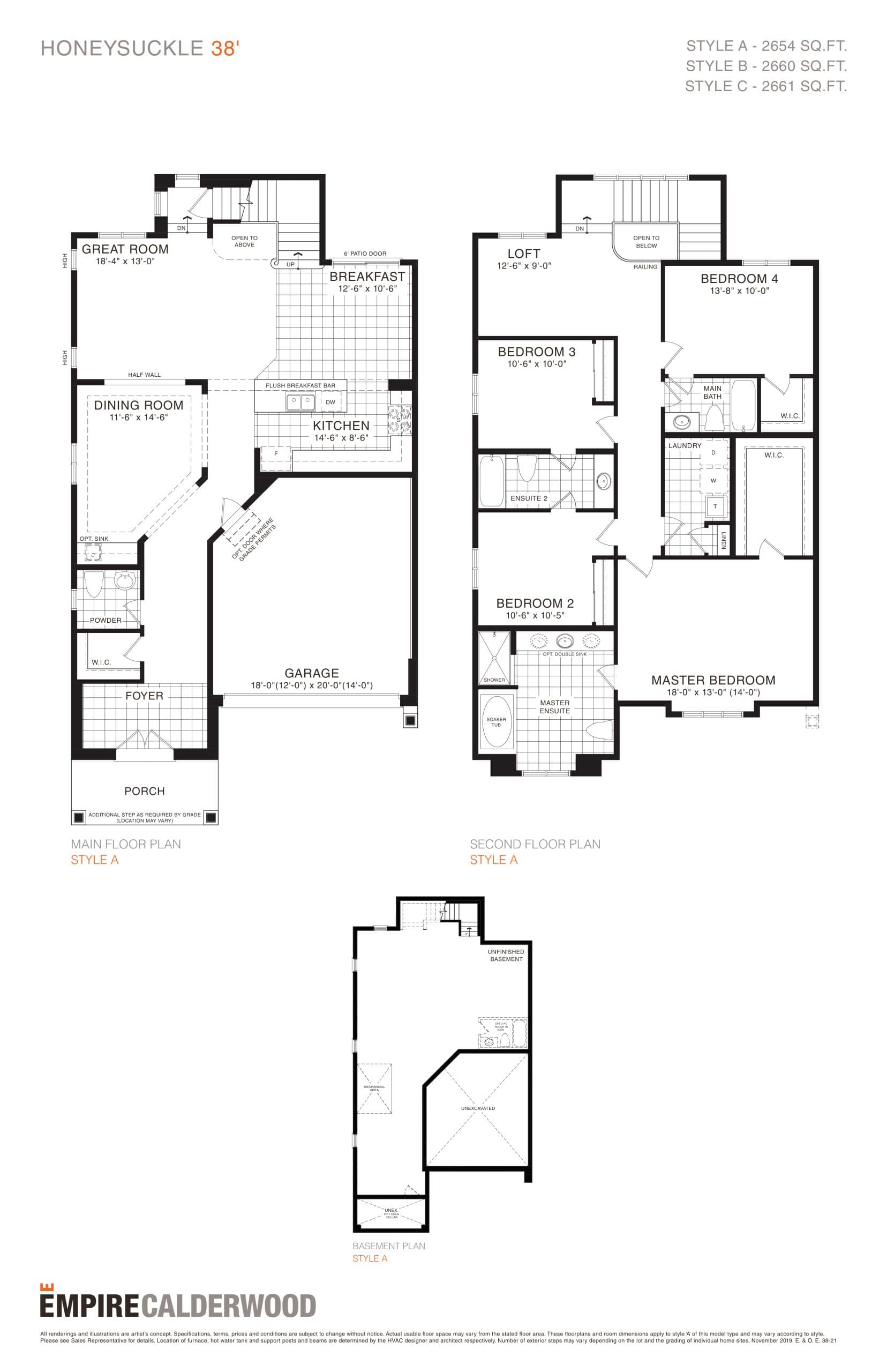 Honeysuckle Floor Plan at Empire Calderwood Towns - 2661 sq.ft