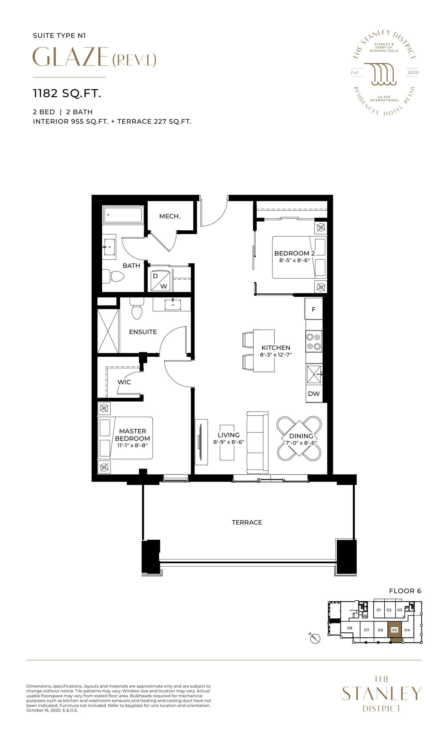 Glaze (Rev1) Floor Plan at The Stanley District Condos - 955 sq.ft