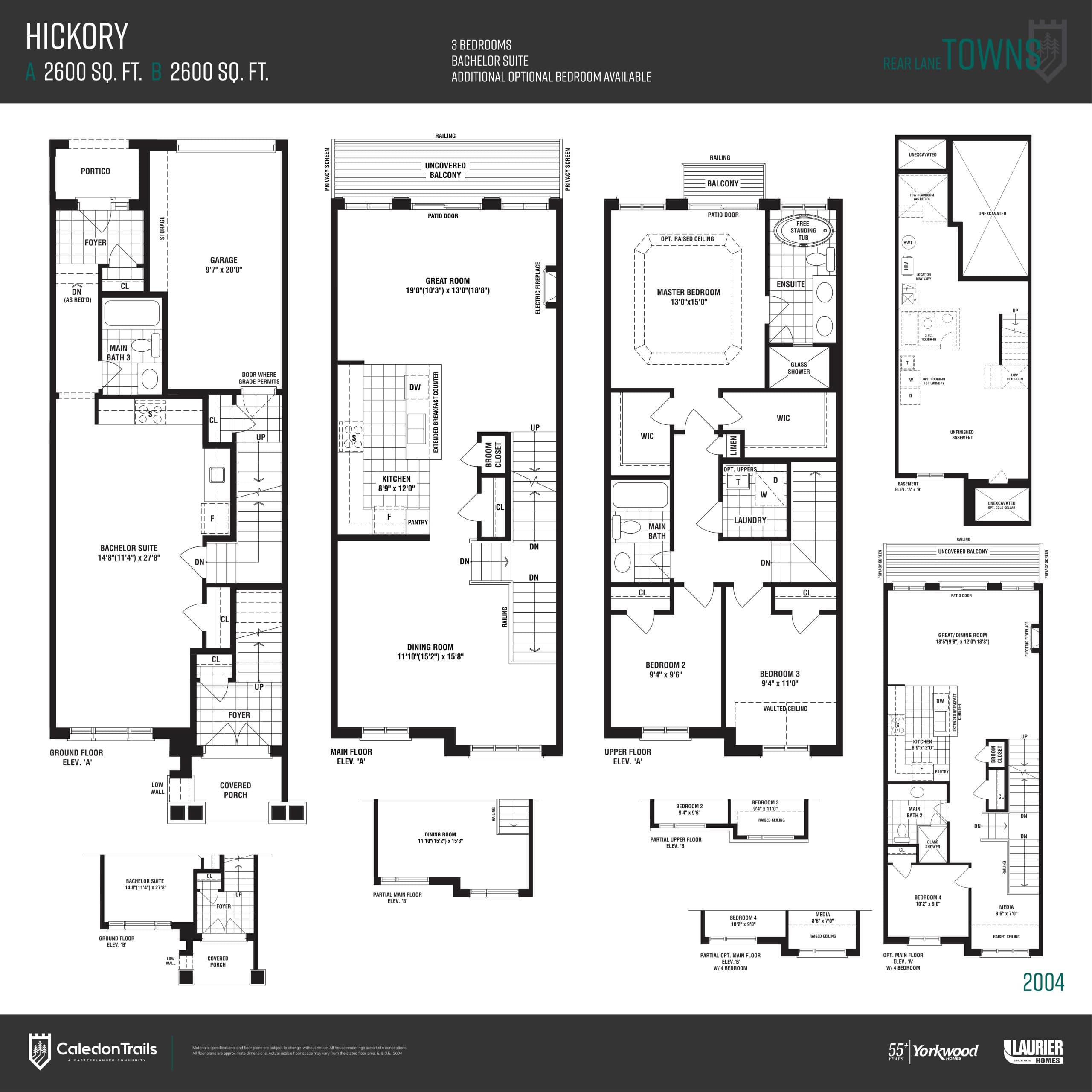 Hickory Floor Plan at Caledon Trails - 2600 sq.ft