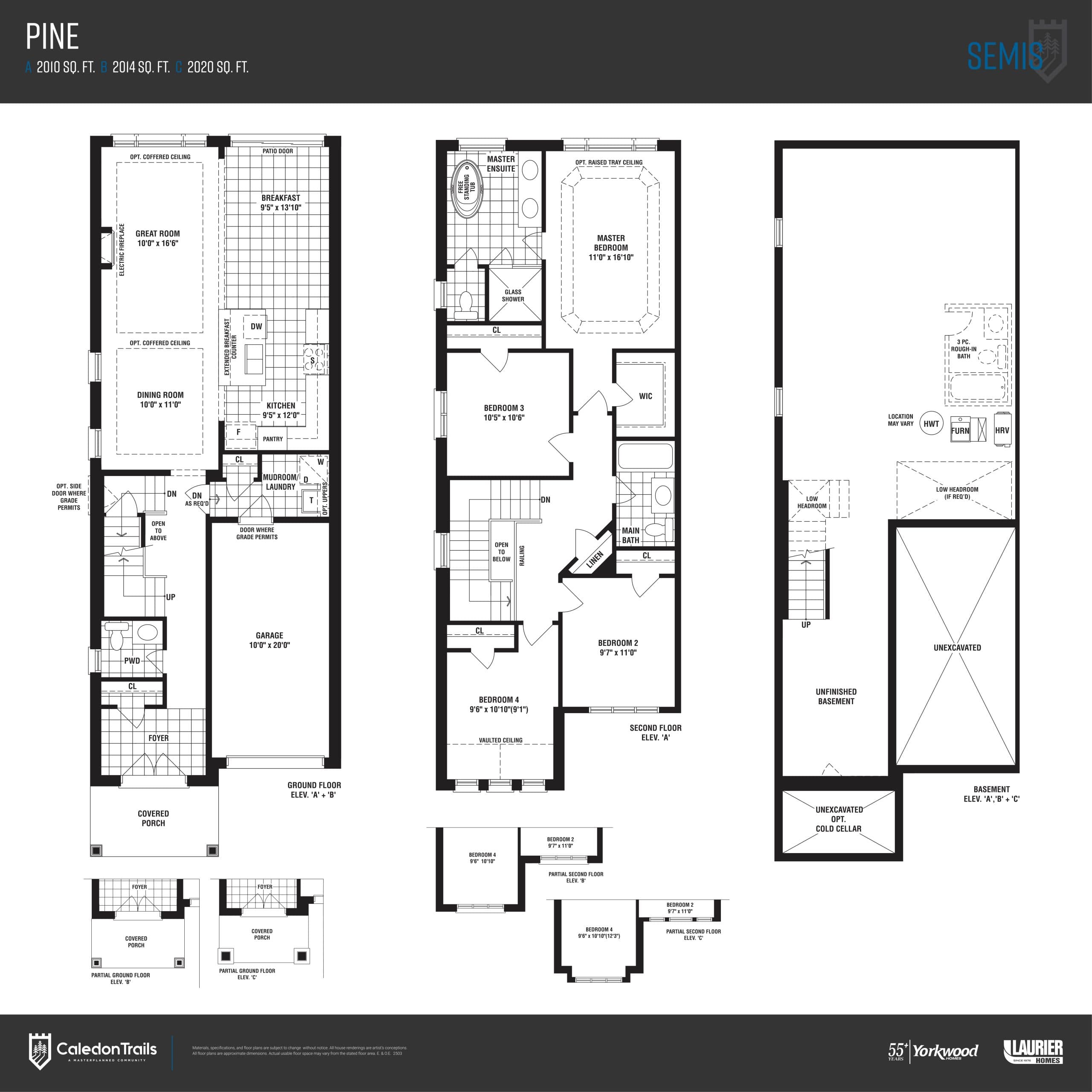 Pine Floor Plan at Caledon Trails - 2010 sq.ft