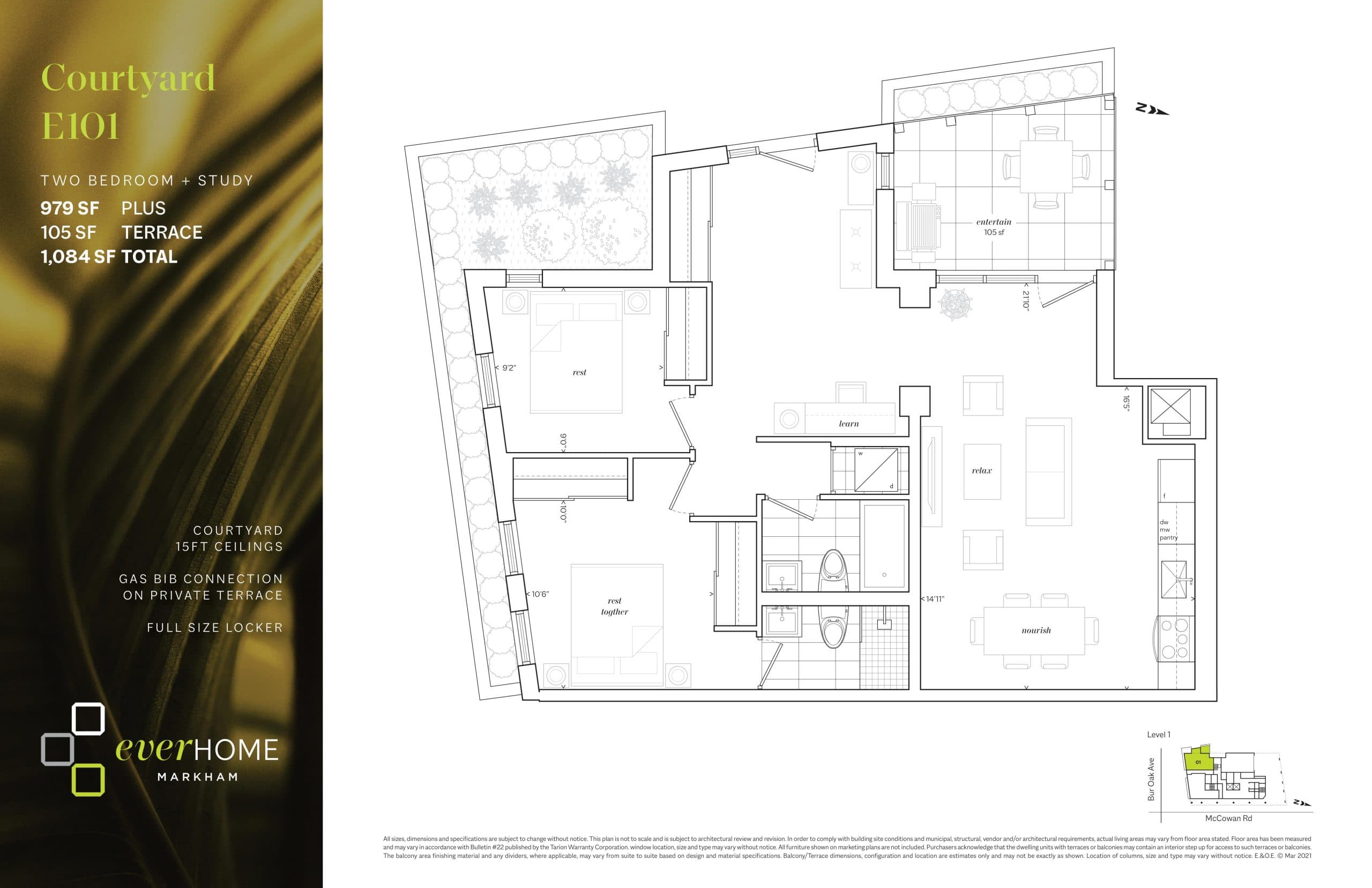 E101 Floor Plan at EverHome Markham Condos Phase 2 - 979 sq.ft