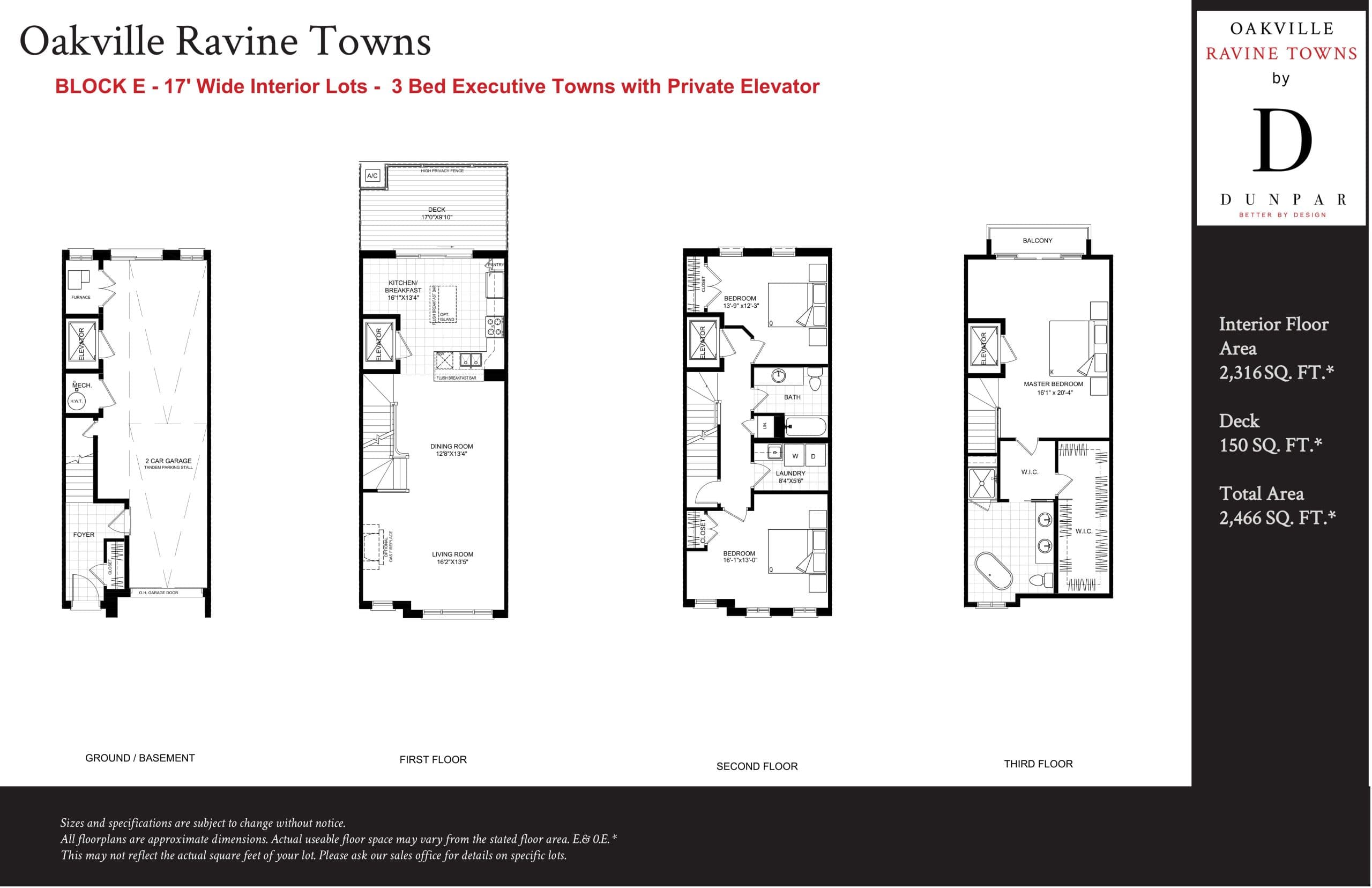 Mendel - 2316 (Block E) Floor Plan at Oakville Ravine Towns - 2316 sq.ft