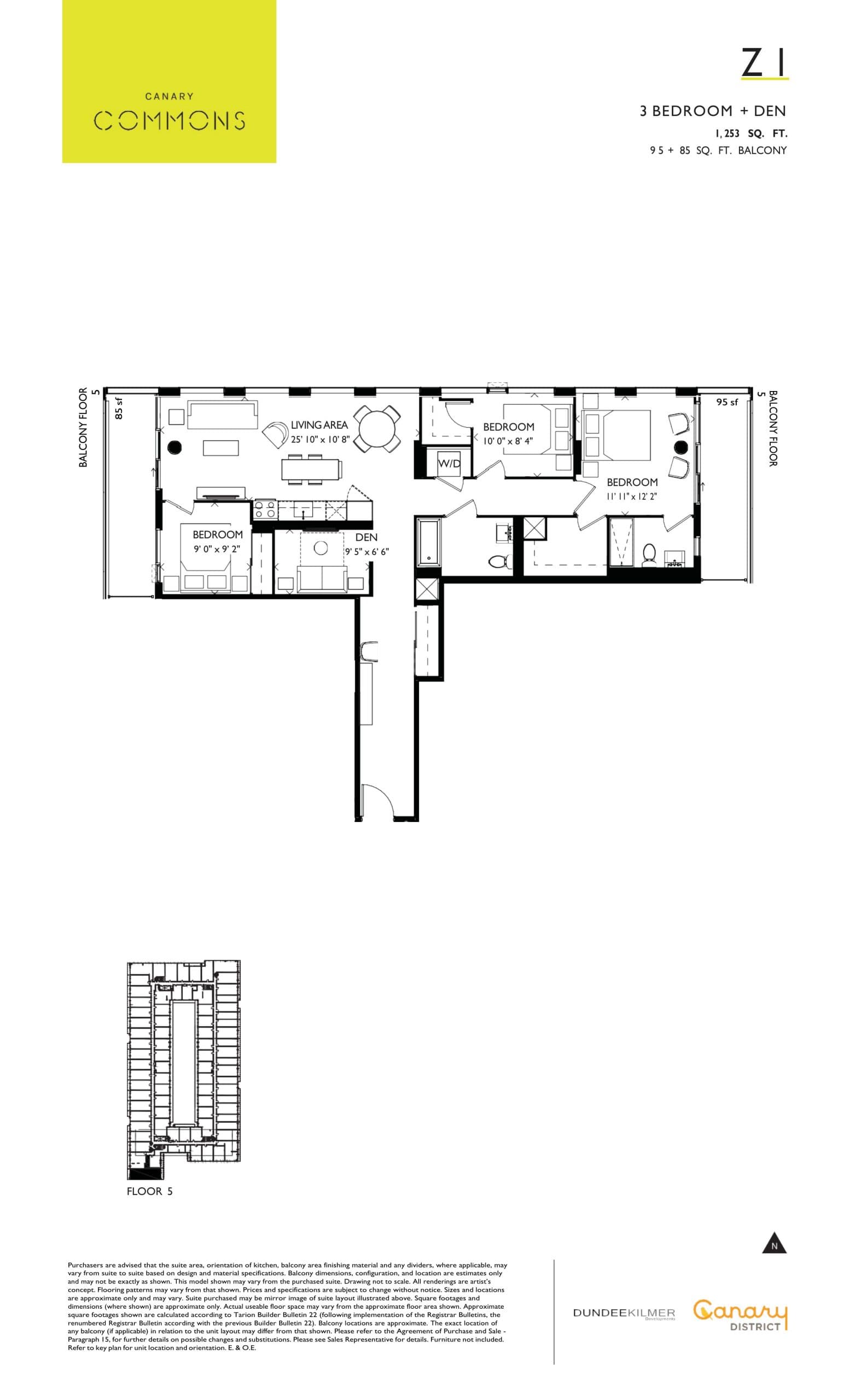 Z1 Floor Plan at Canary Commons Condos - 1253 sq.ft