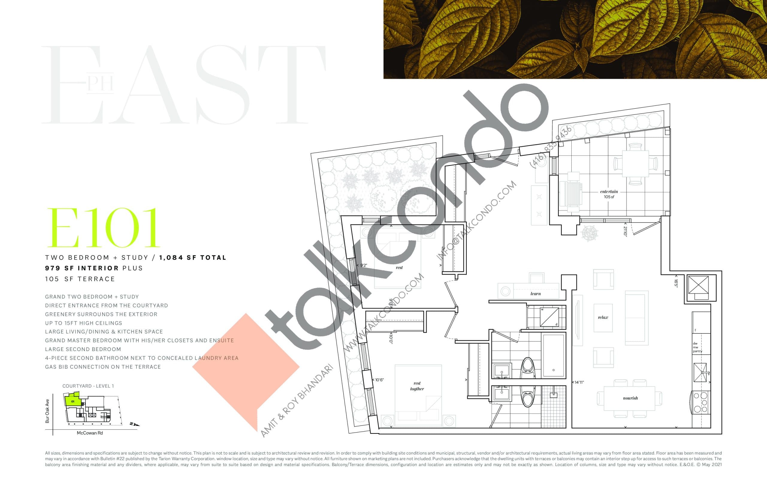E101 Floor Plan at EverHome Markham Condos - 979 sq.ft