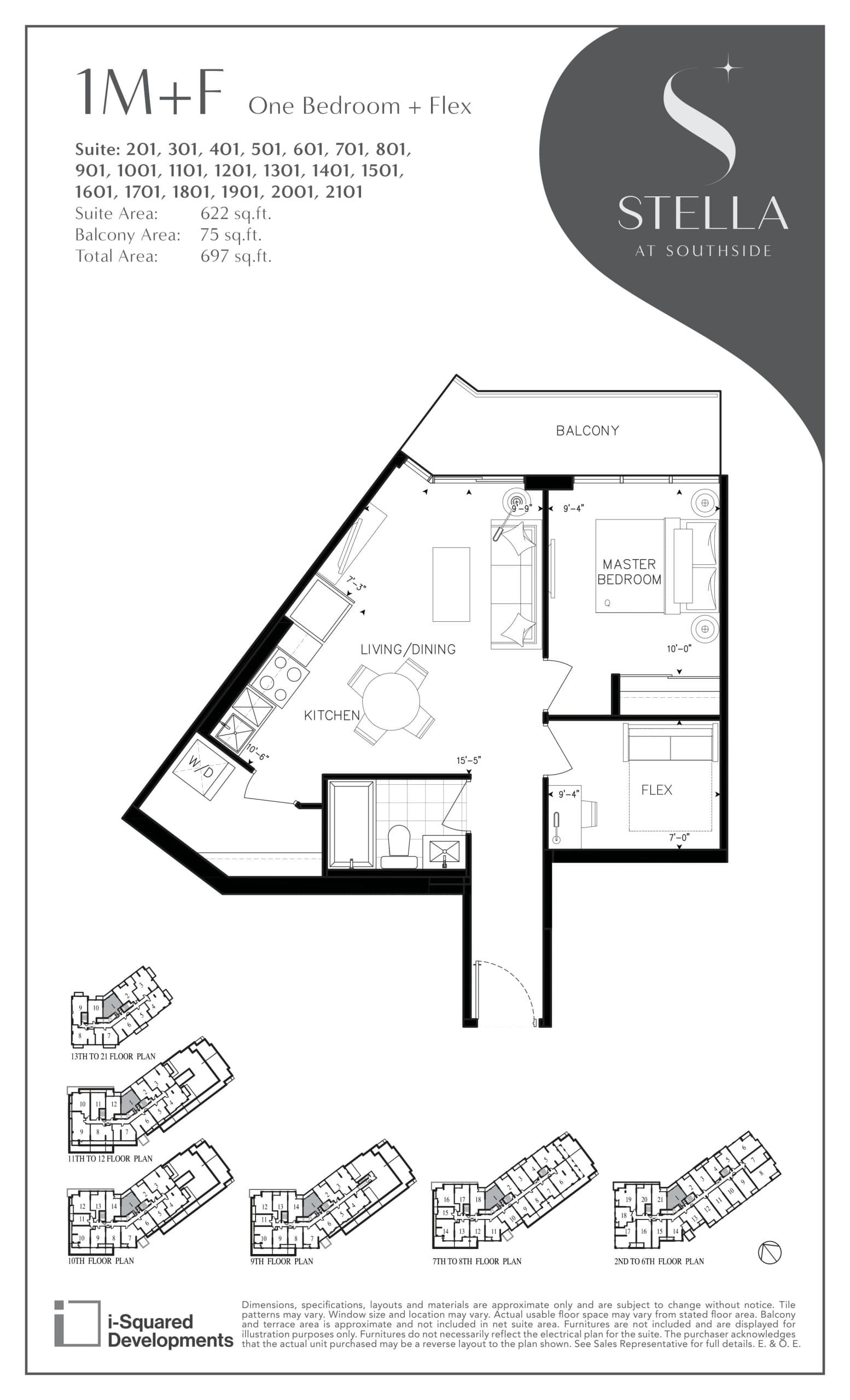 1M+F Floor Plan at Stella at Southside Condos - 622 sq.ft