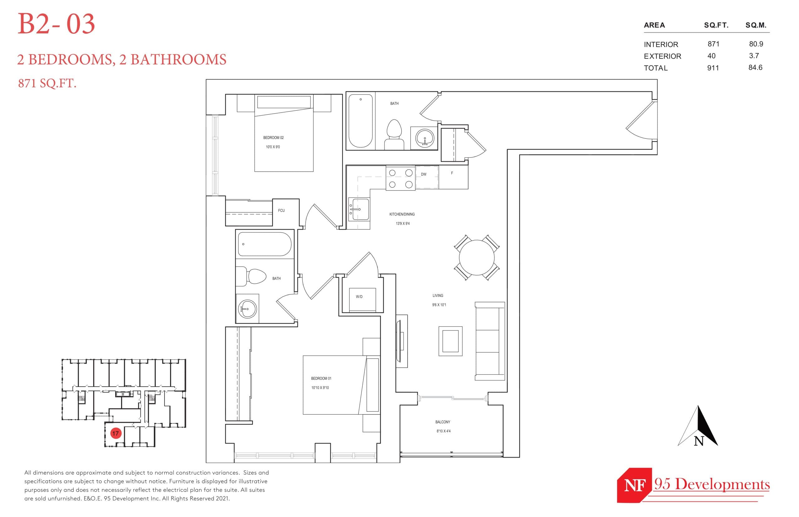 B2-03 Floor Plan at The Garden Series On Sheppard Condos - 871 sq.ft
