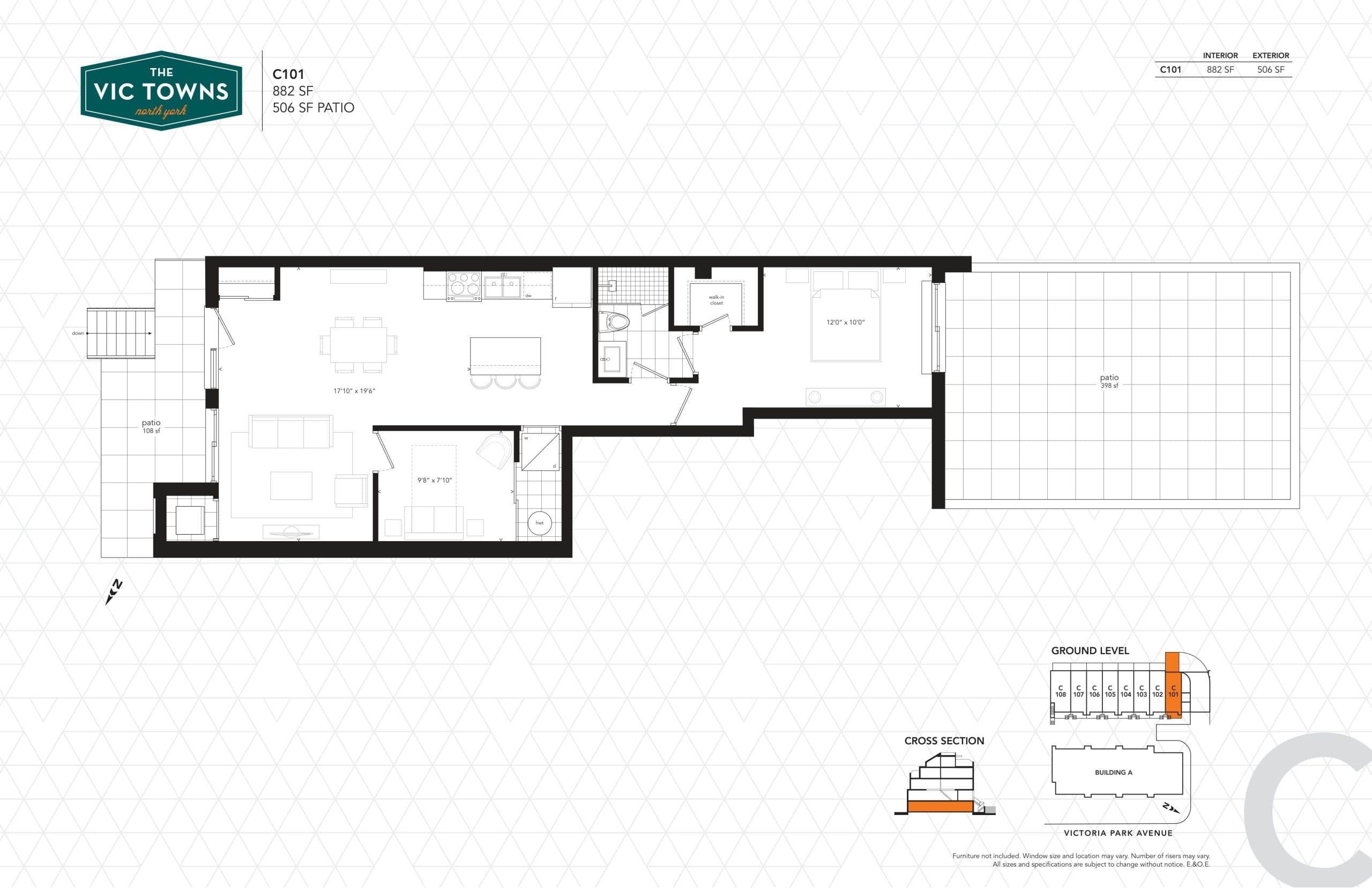 C101 Floor Plan at The Vic Towns Phase 2 - 882 sq.ft
