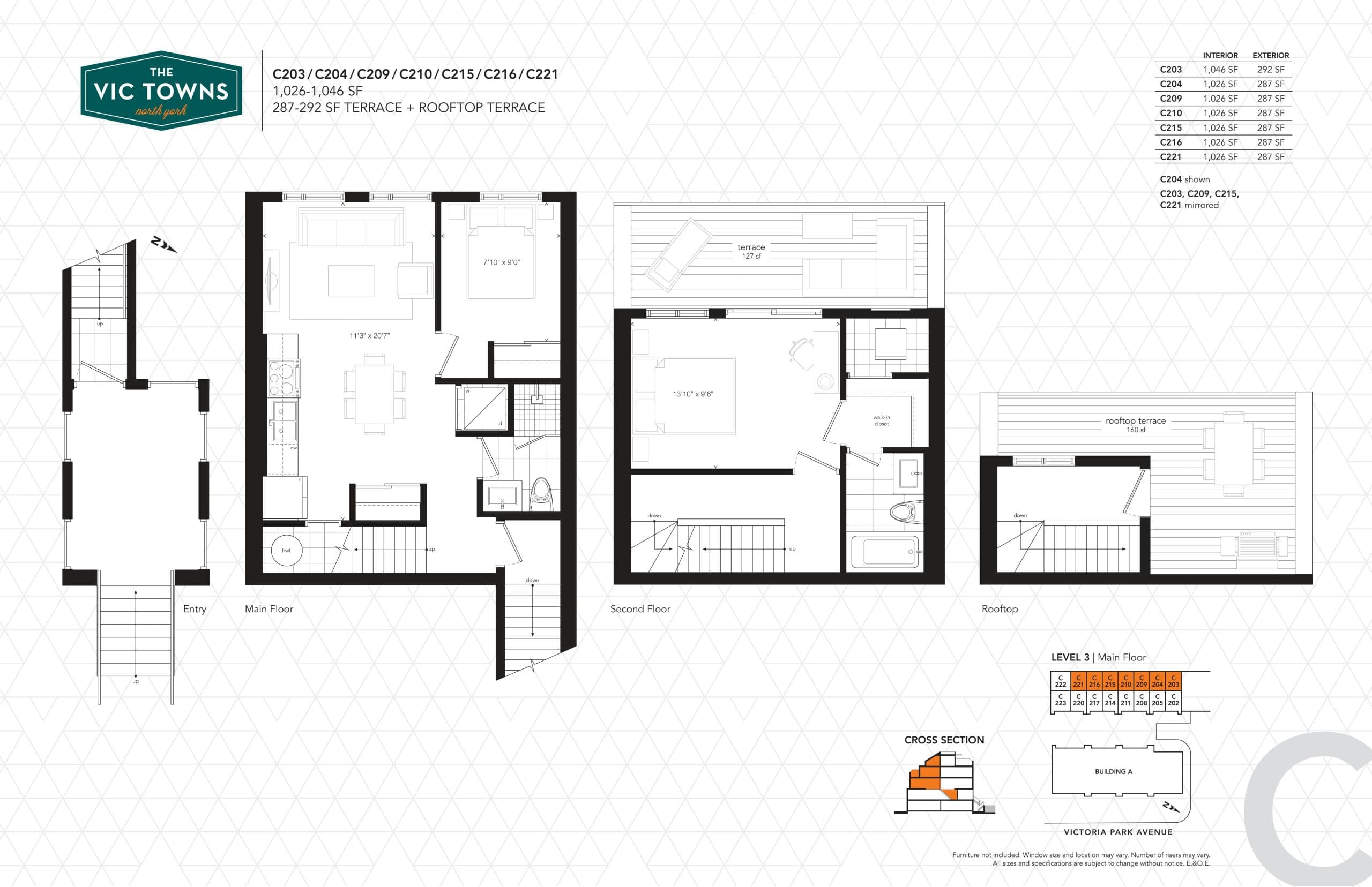 C203/C204/C209/C210/C215/C216/C221 Floor Plan at The Vic Towns Phase 2 - 1046 sq.ft