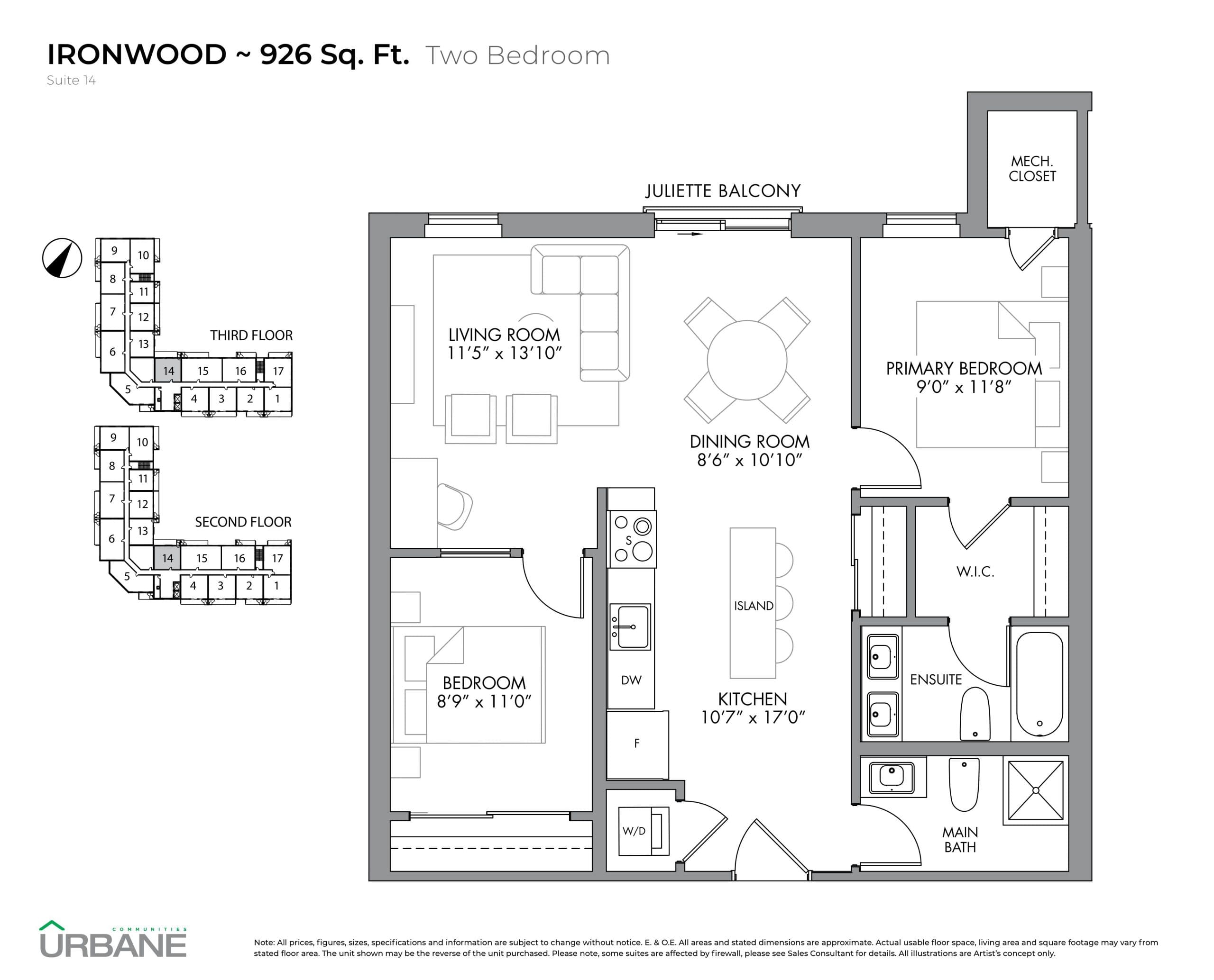 Ironwood Floor Plan at Marbella Phase 2 Condos - 926 sq.ft