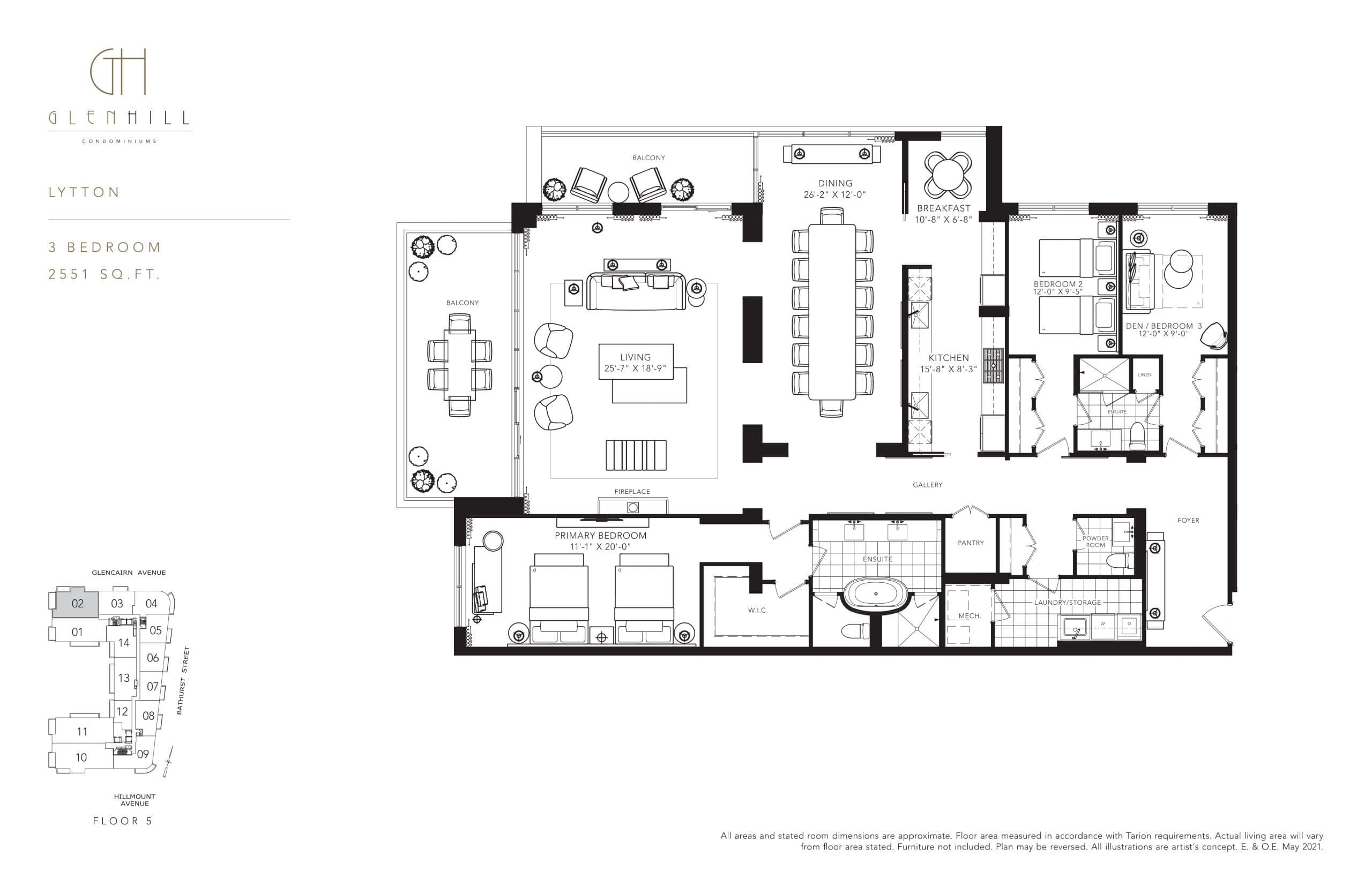 Lytton Floor Plan at Glen Hill Condos - 2551 sq.ft