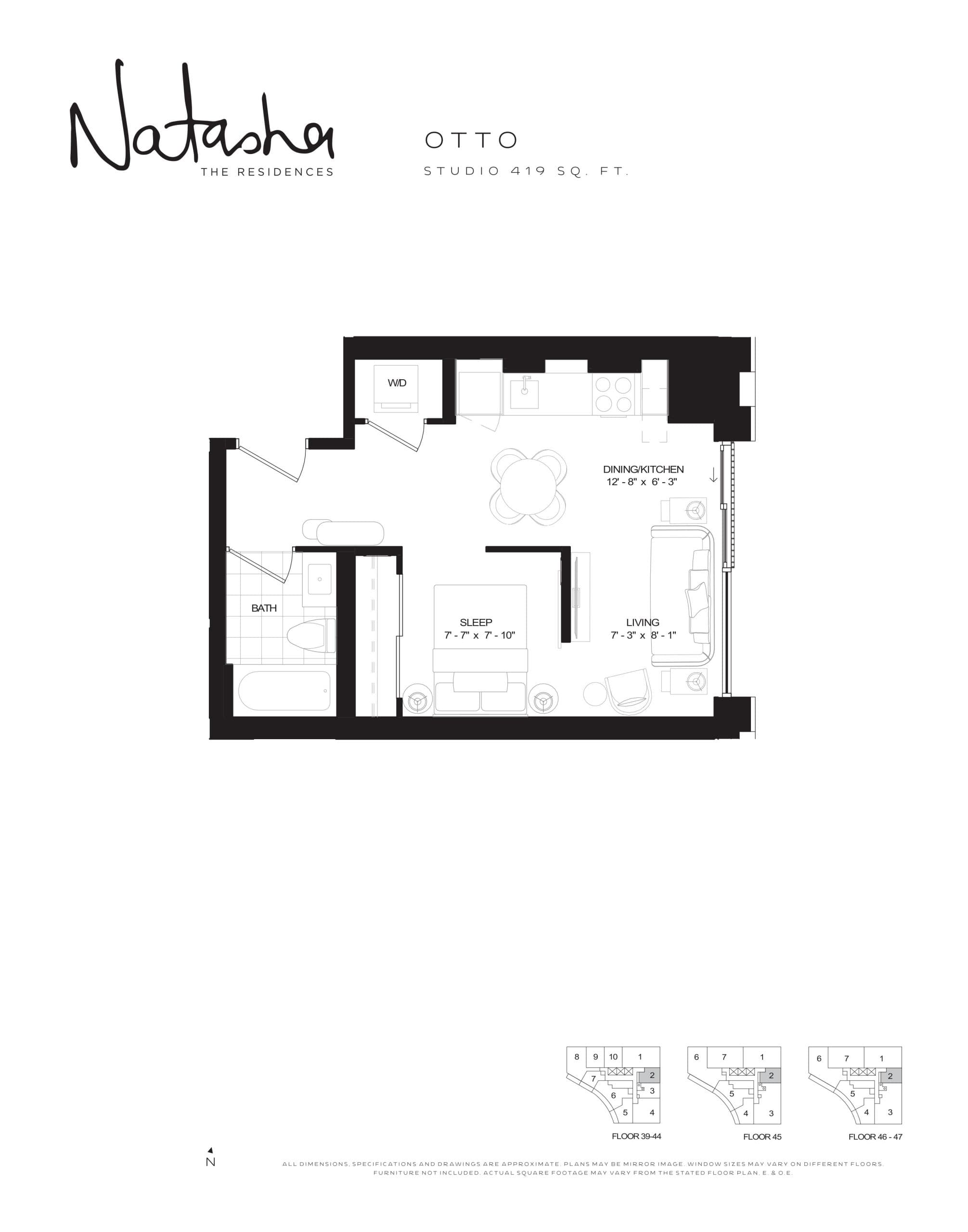 Otto Floor Plan at Natasha Residences - 419 sq.ft